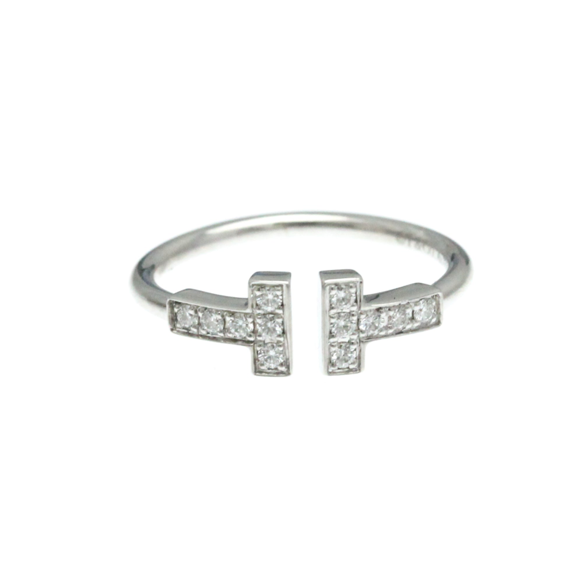 Tiffany & Co T Wire Silver White Gold Ring Jewelry (Pre-Owned)
