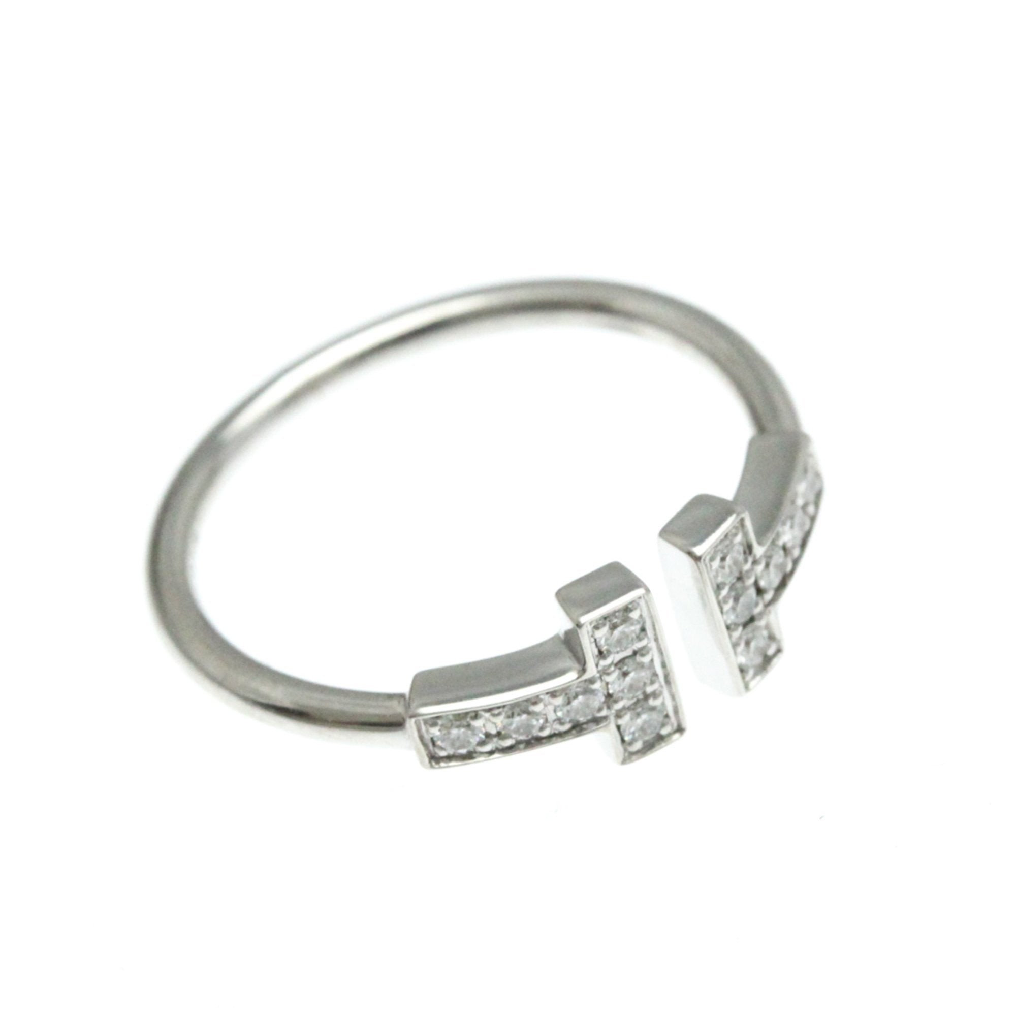 Tiffany & Co T Wire Silver White Gold Ring Jewelry (Pre-Owned)