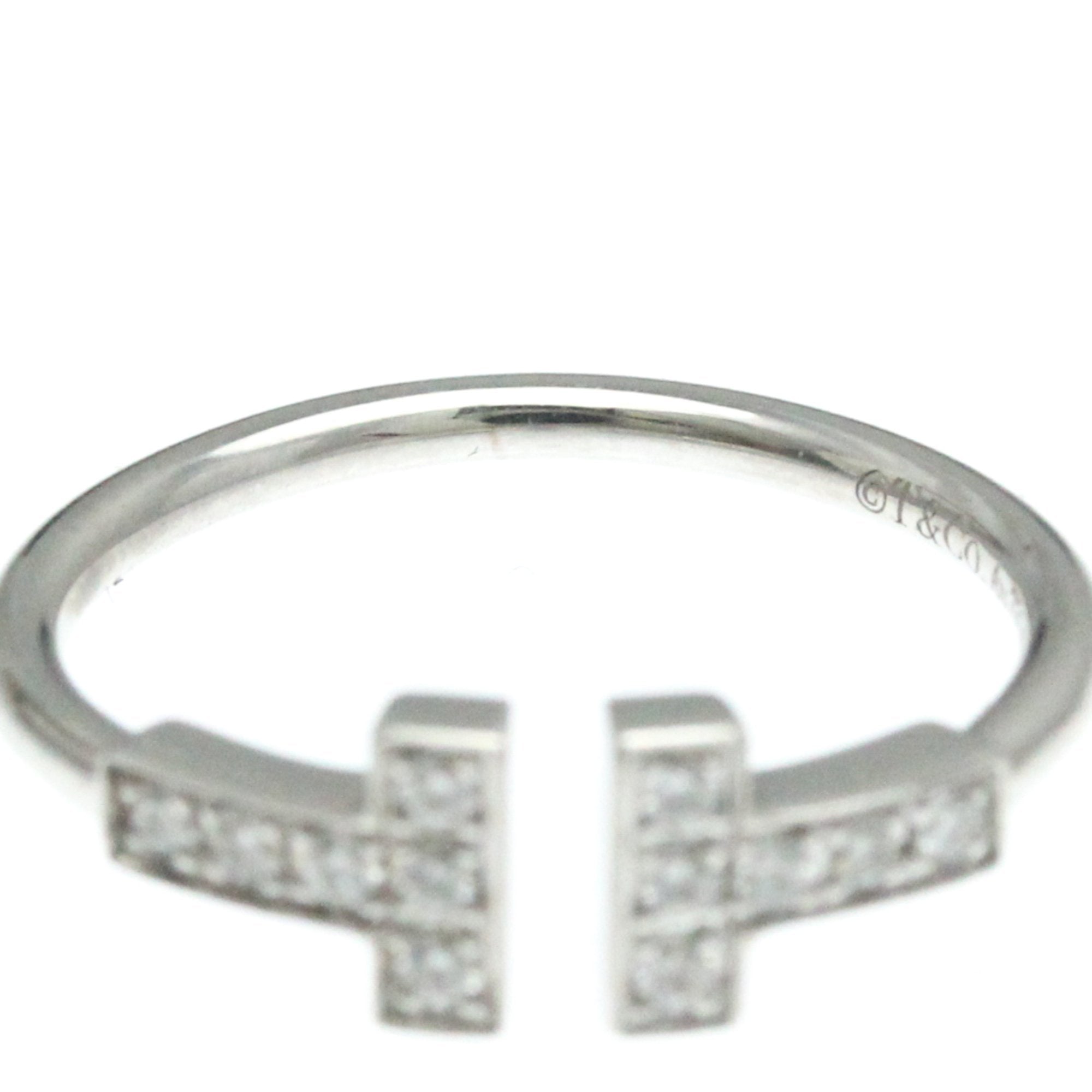 Tiffany & Co T Wire Silver White Gold Ring Jewelry (Pre-Owned)