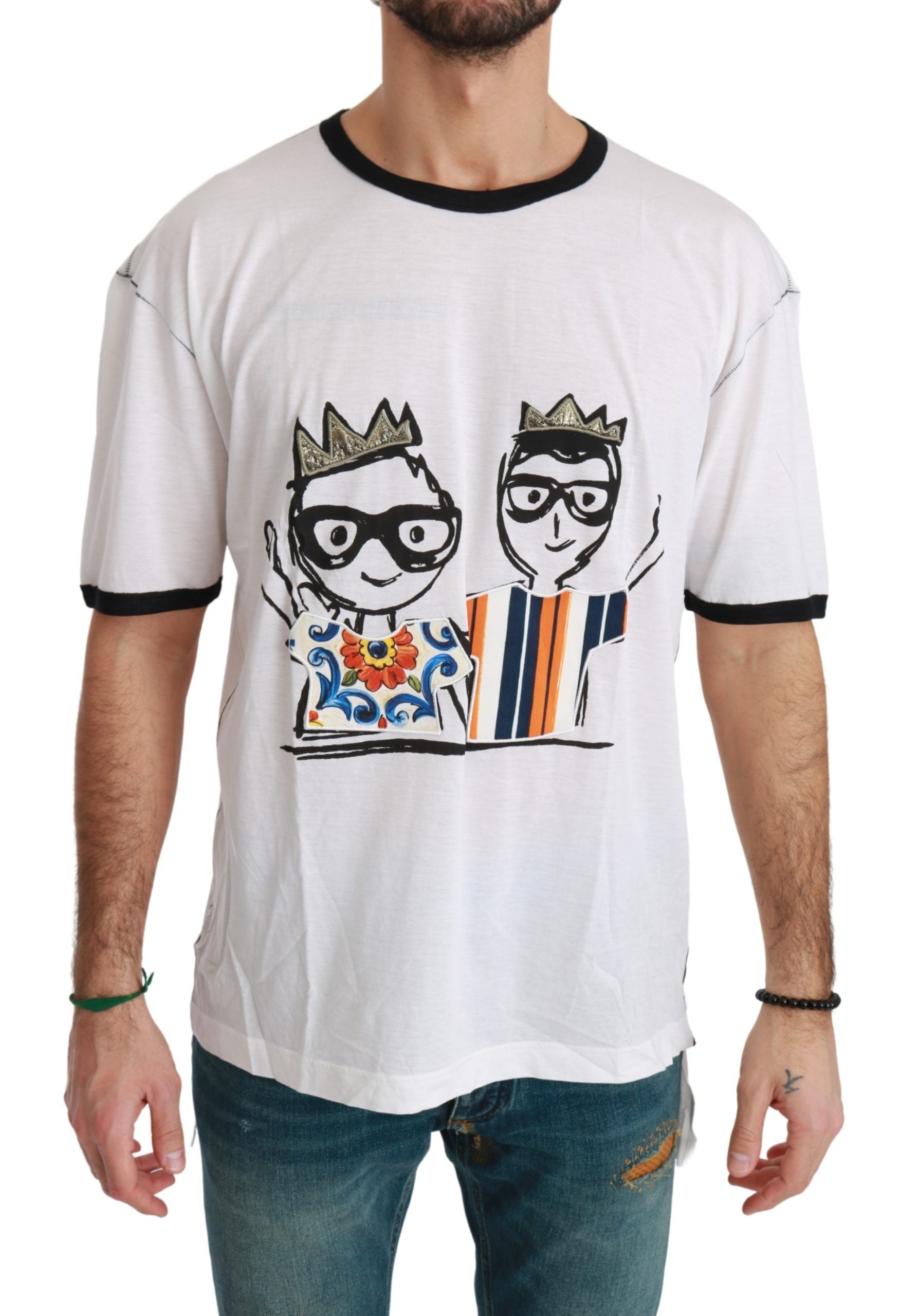 Dolce & Gabbana Elegant White Silk-Blend Men's Men's T-Shirt