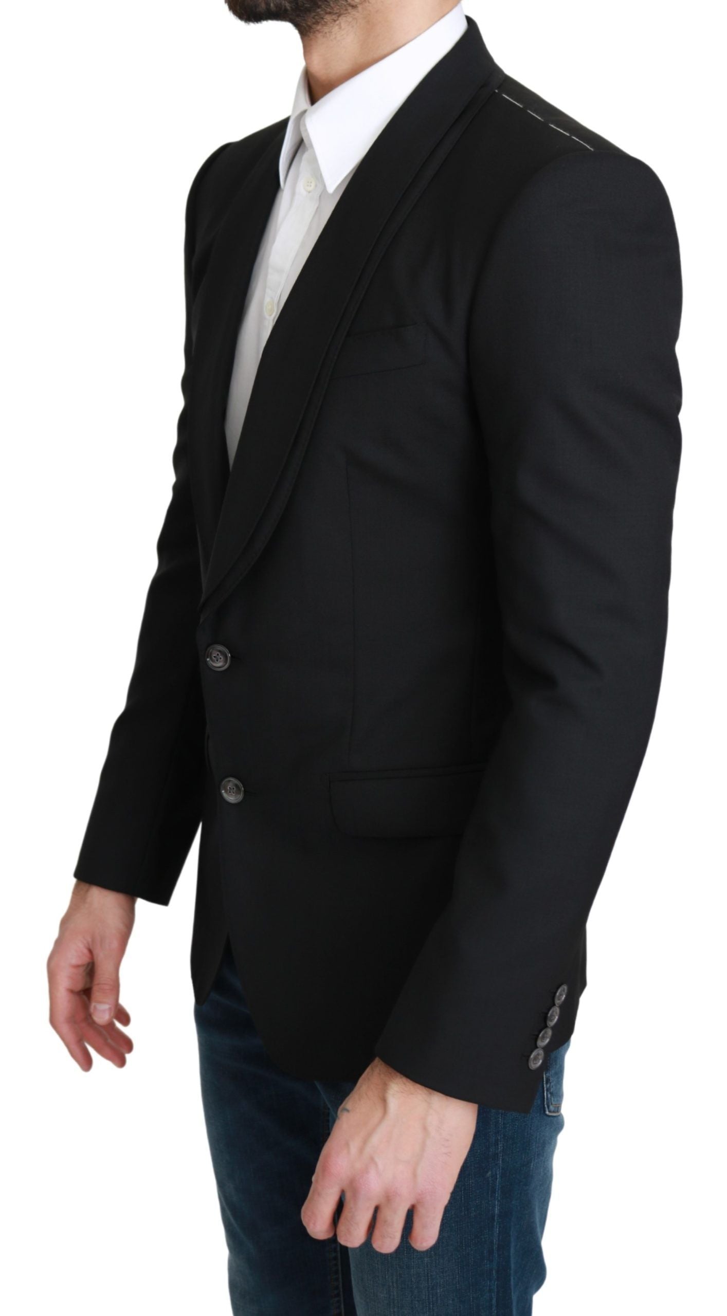 Dolce & Gabbana Black Single Breasted Formal Wool Men's Blazer