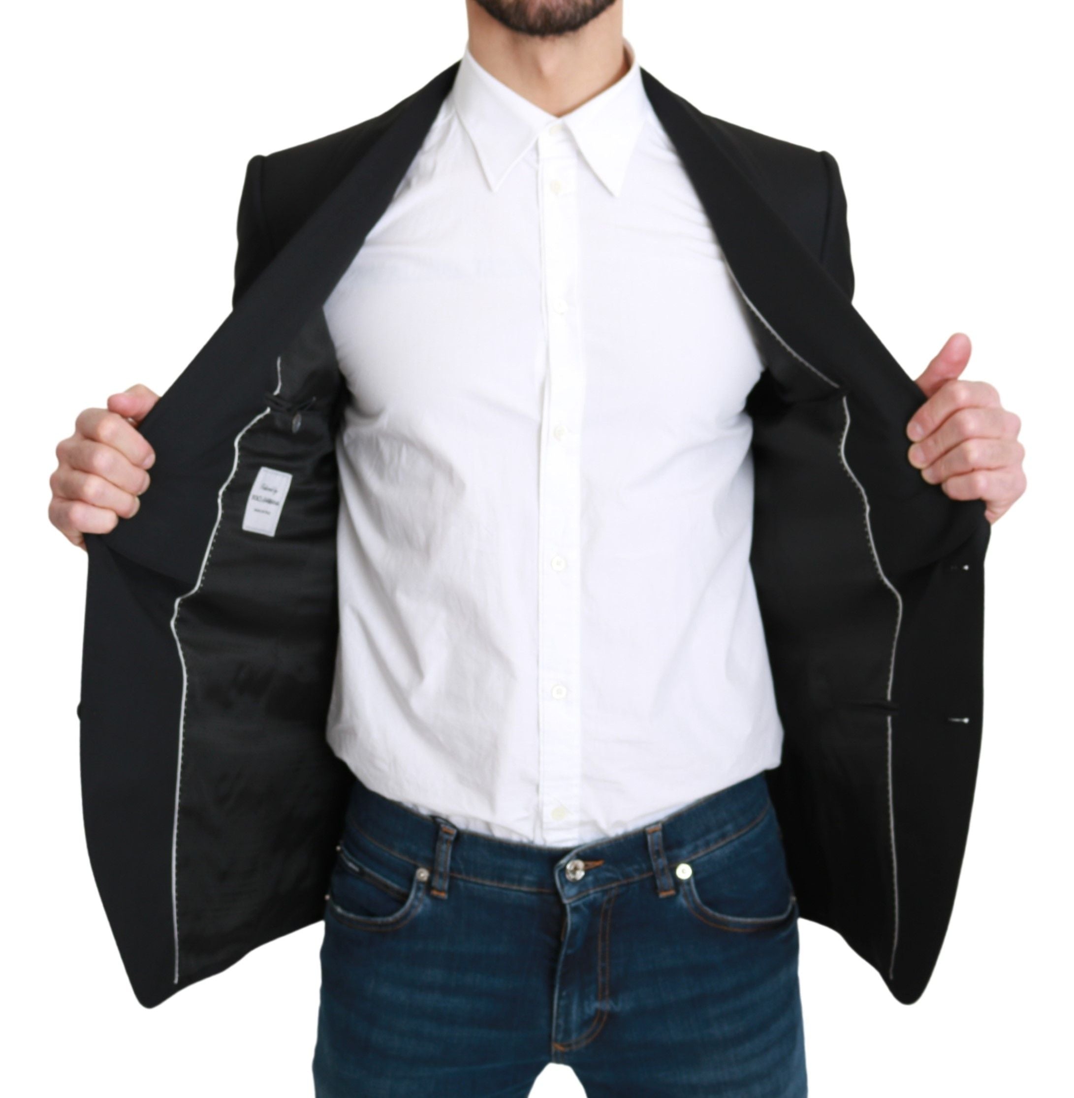 Dolce & Gabbana Black Single Breasted Formal Wool Men's Blazer