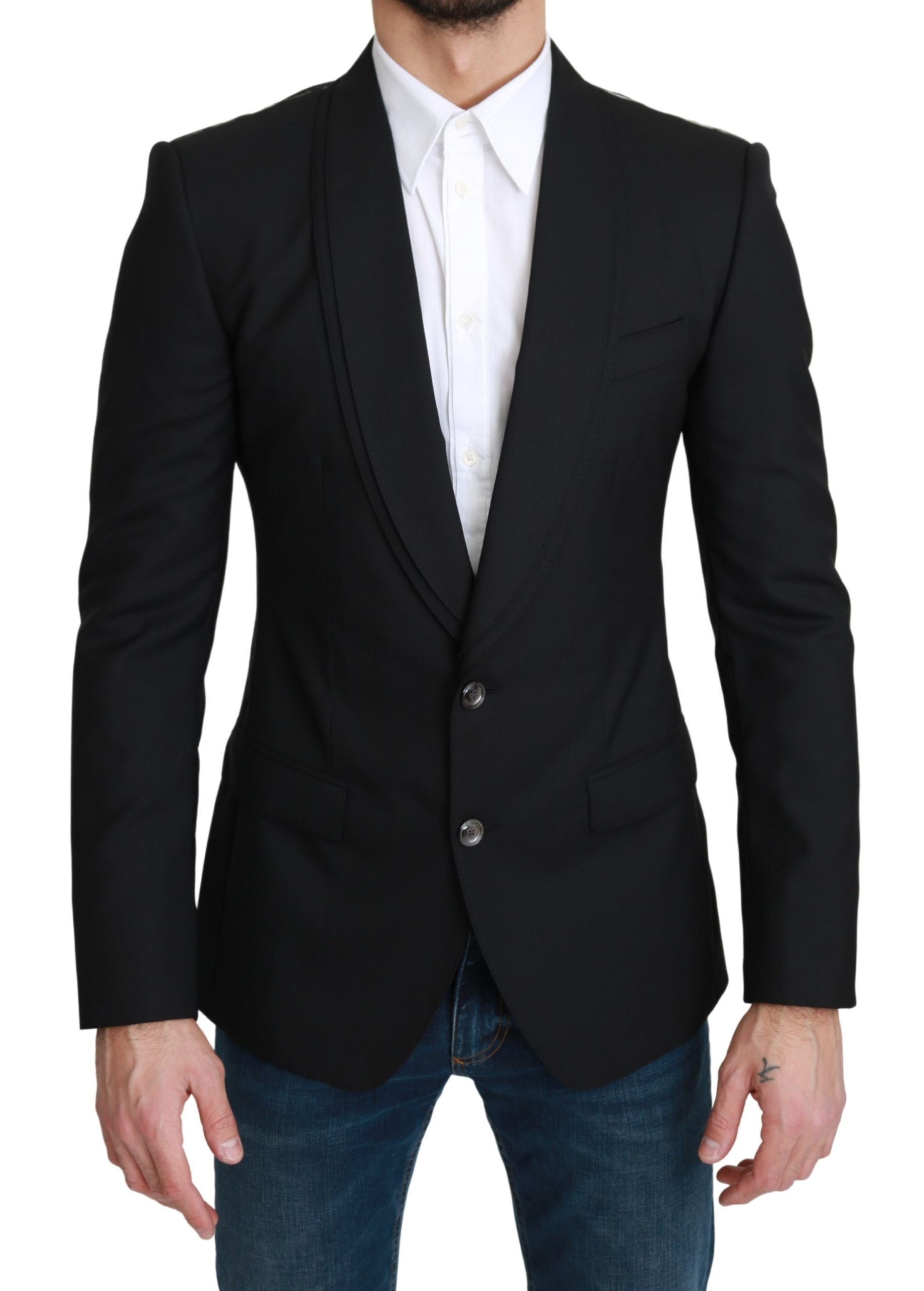 Dolce & Gabbana Black Single Breasted Formal Wool Men's Blazer