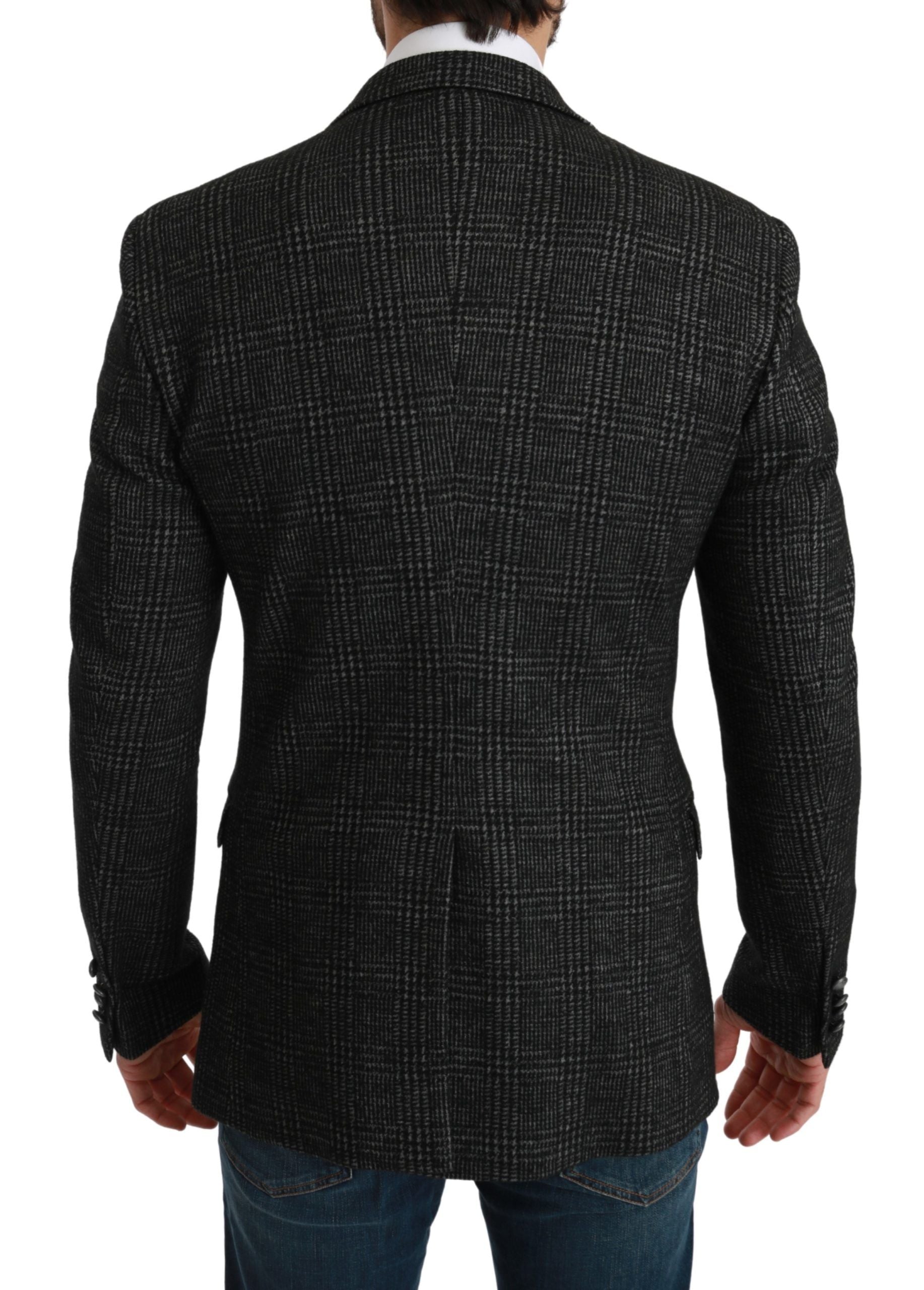 Dolce & Gabbana Gray Plaid Check Slim Fit Jacket Men's Blazer