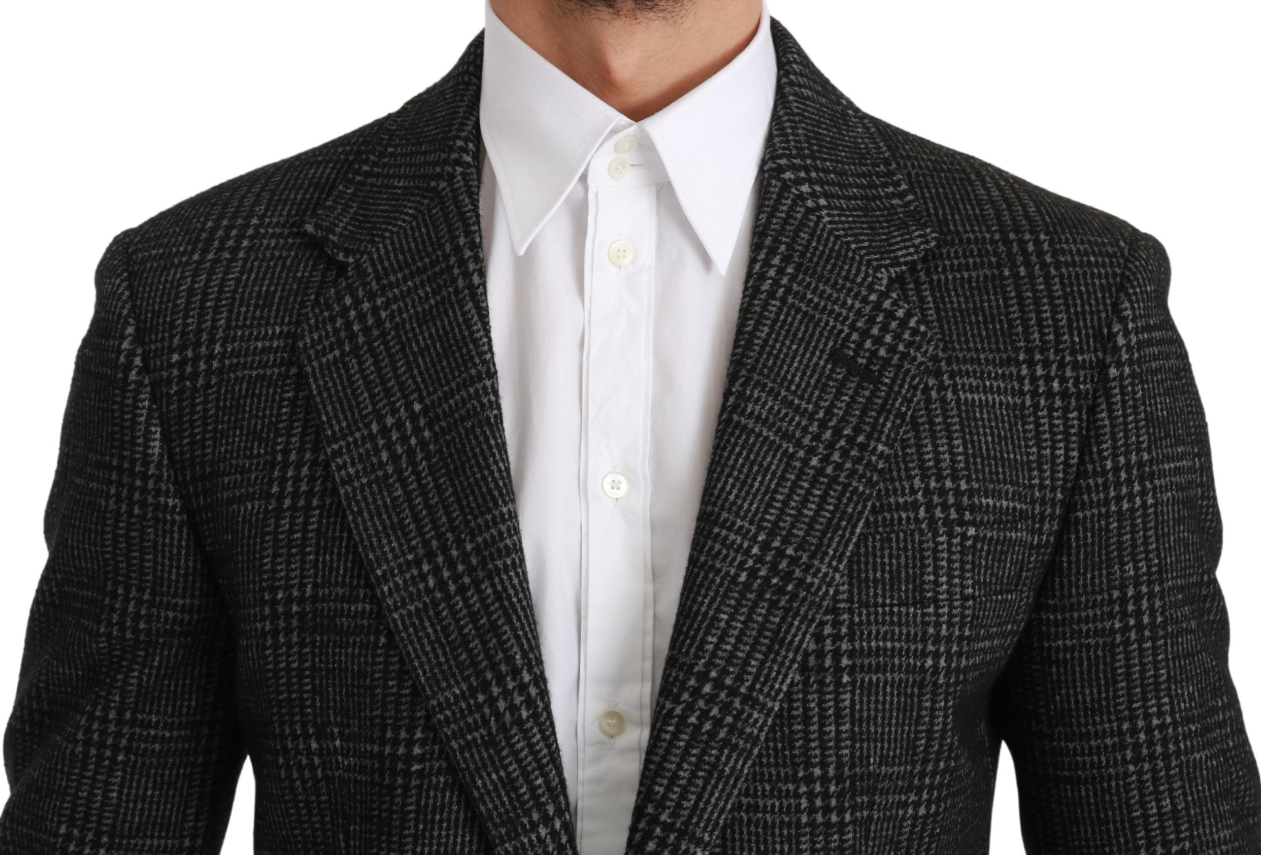 Dolce & Gabbana Gray Plaid Check Slim Fit Jacket Men's Blazer