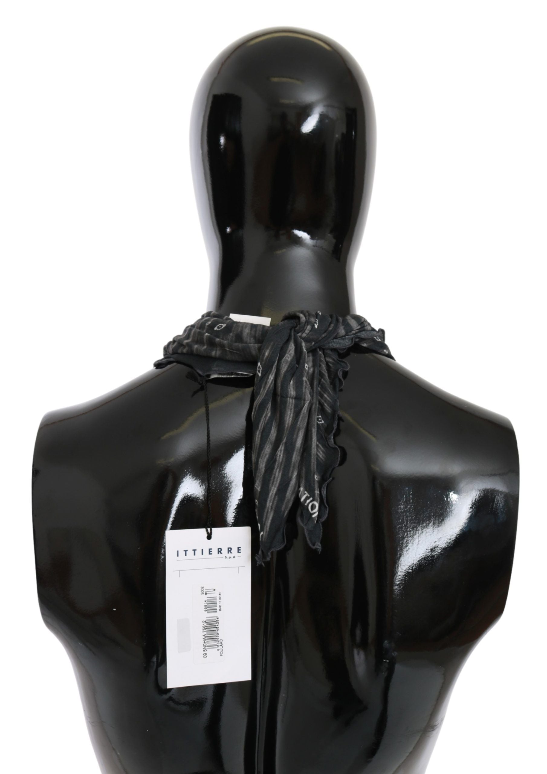 Costume National Black Gray Viscose Foulard Women Scarf