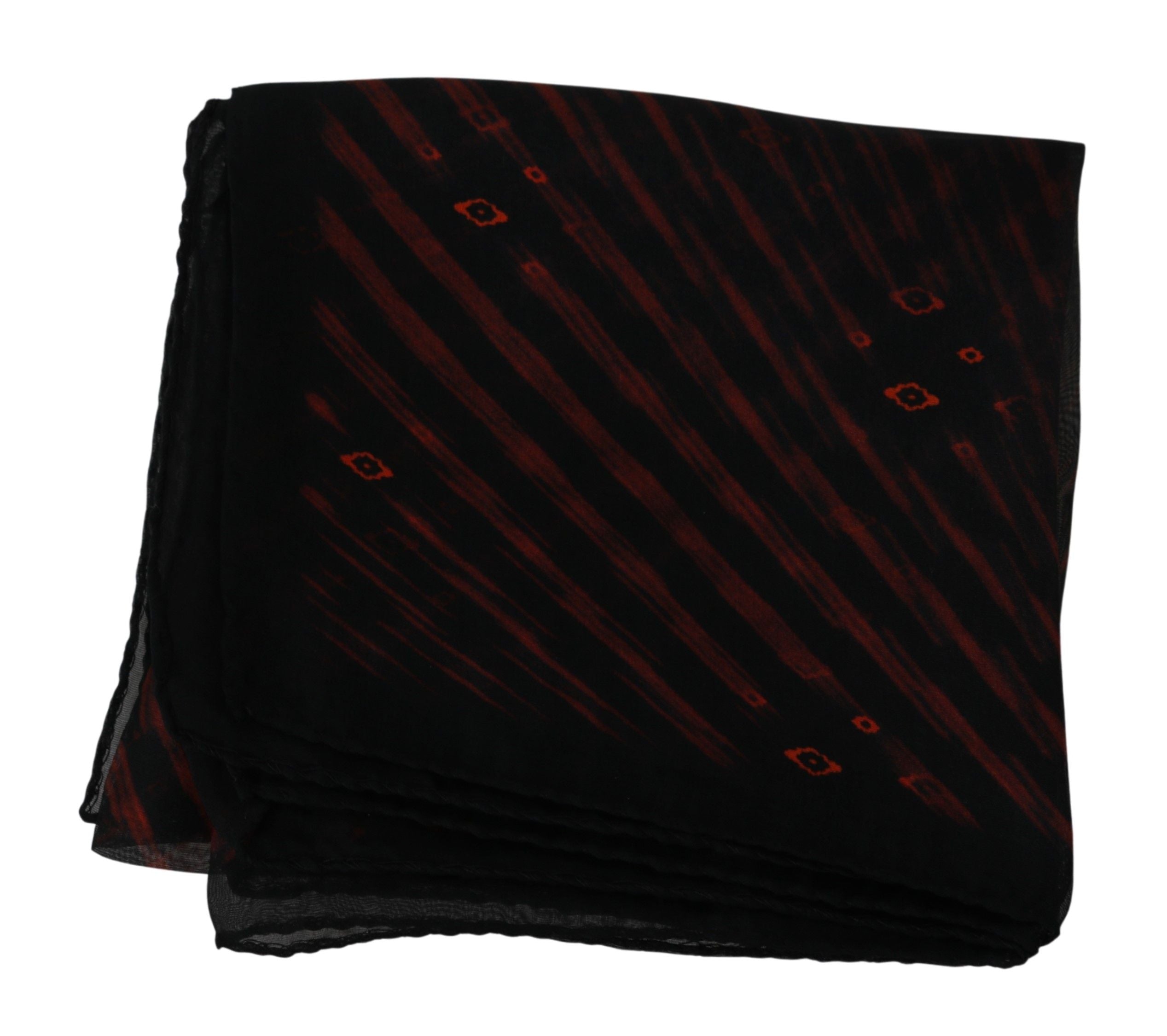 Costume National Black Orange Silk Branded Women Scarf