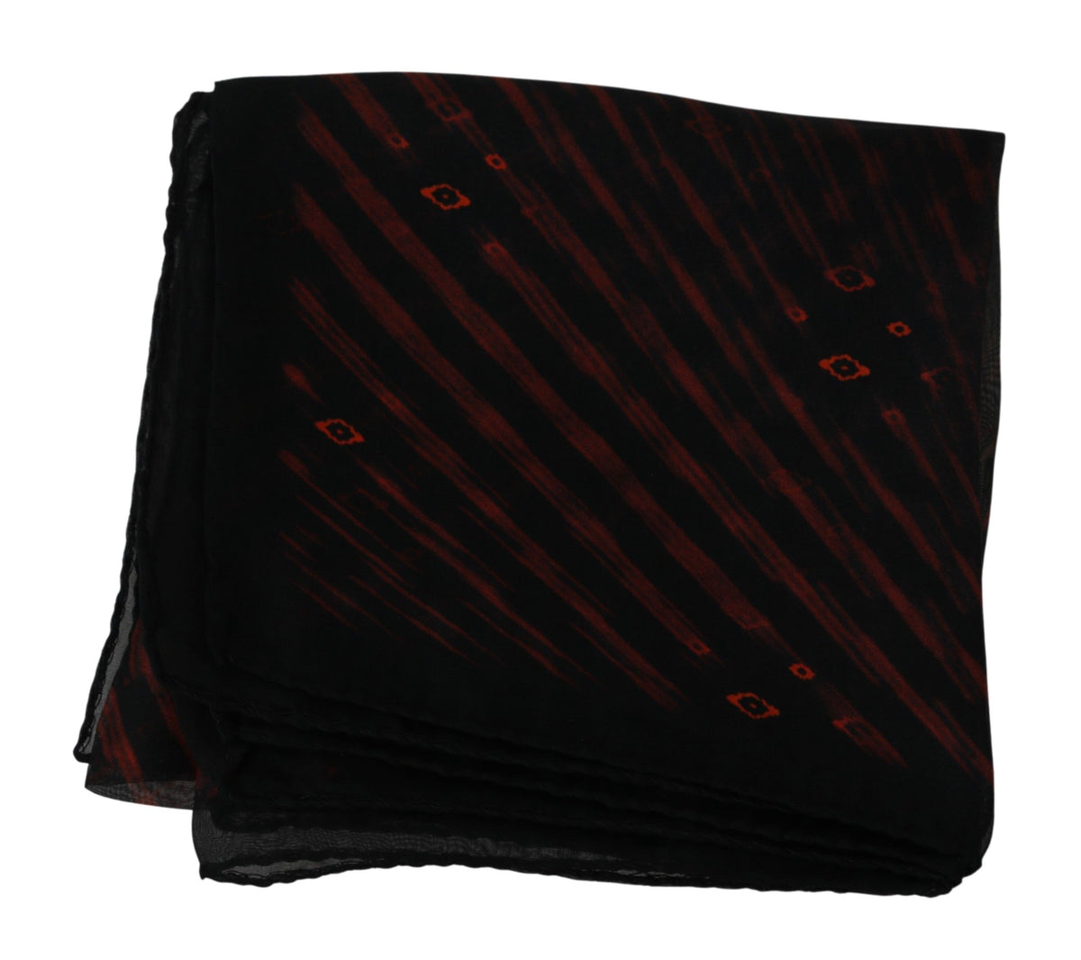 Costume National Black Orange Silk Branded Women Scarf