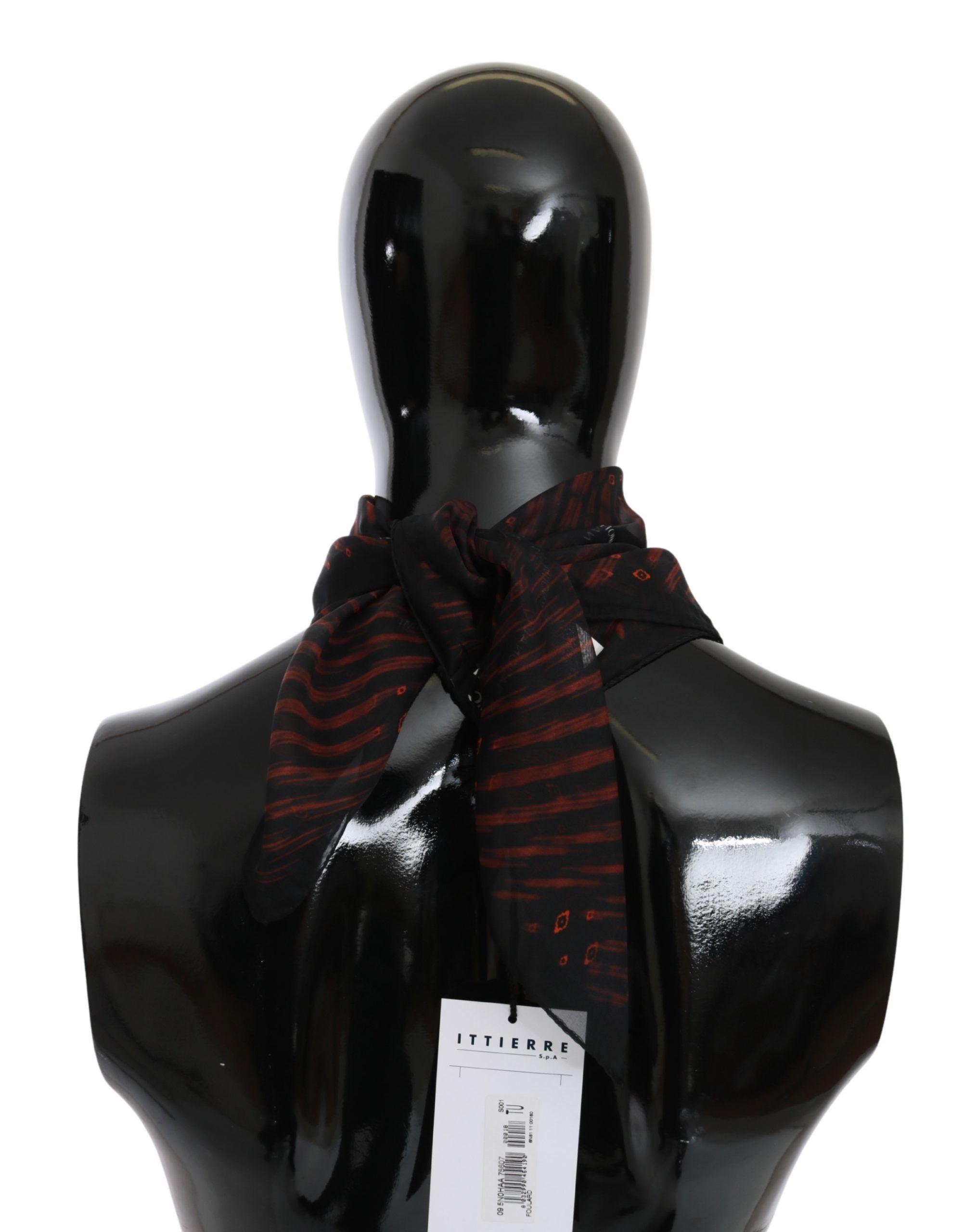 Costume National Black Orange Silk Branded Women Scarf