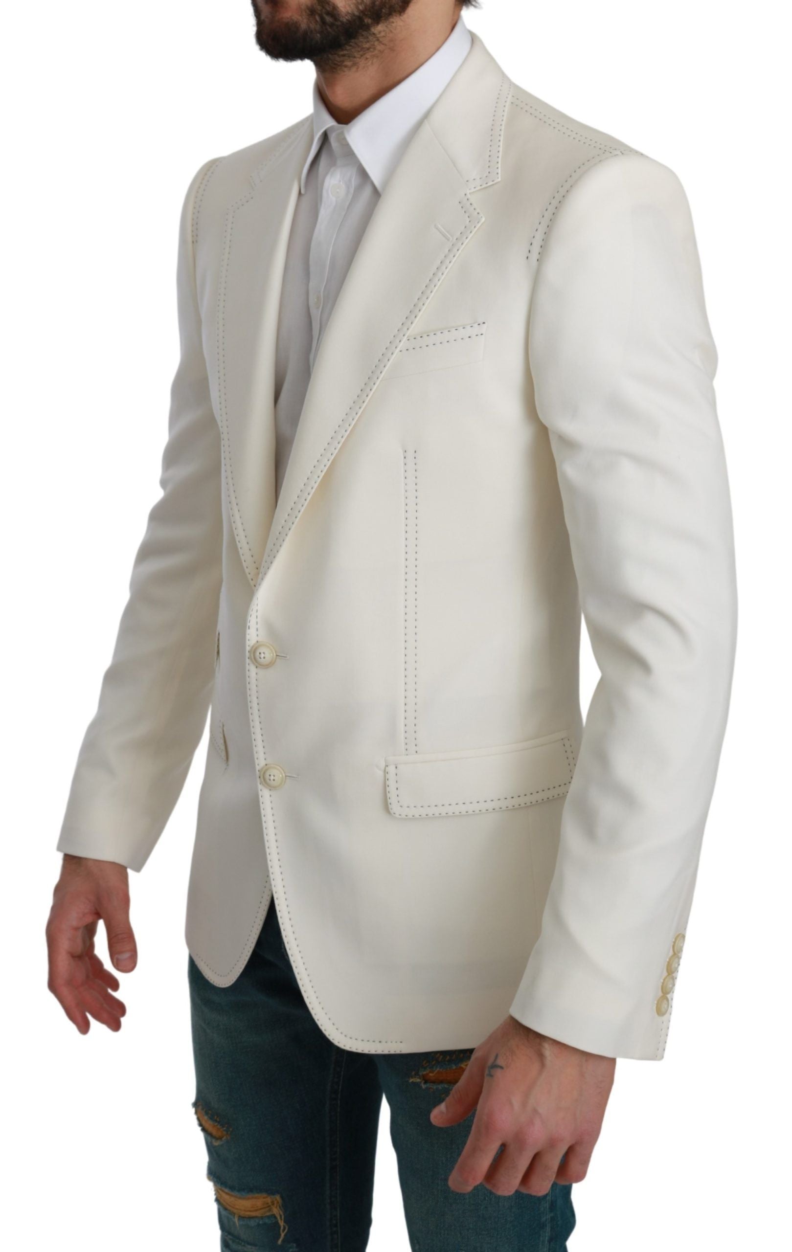 Dolce & Gabbana SICILIA Cream Single Breasted Formal Men's Blazer