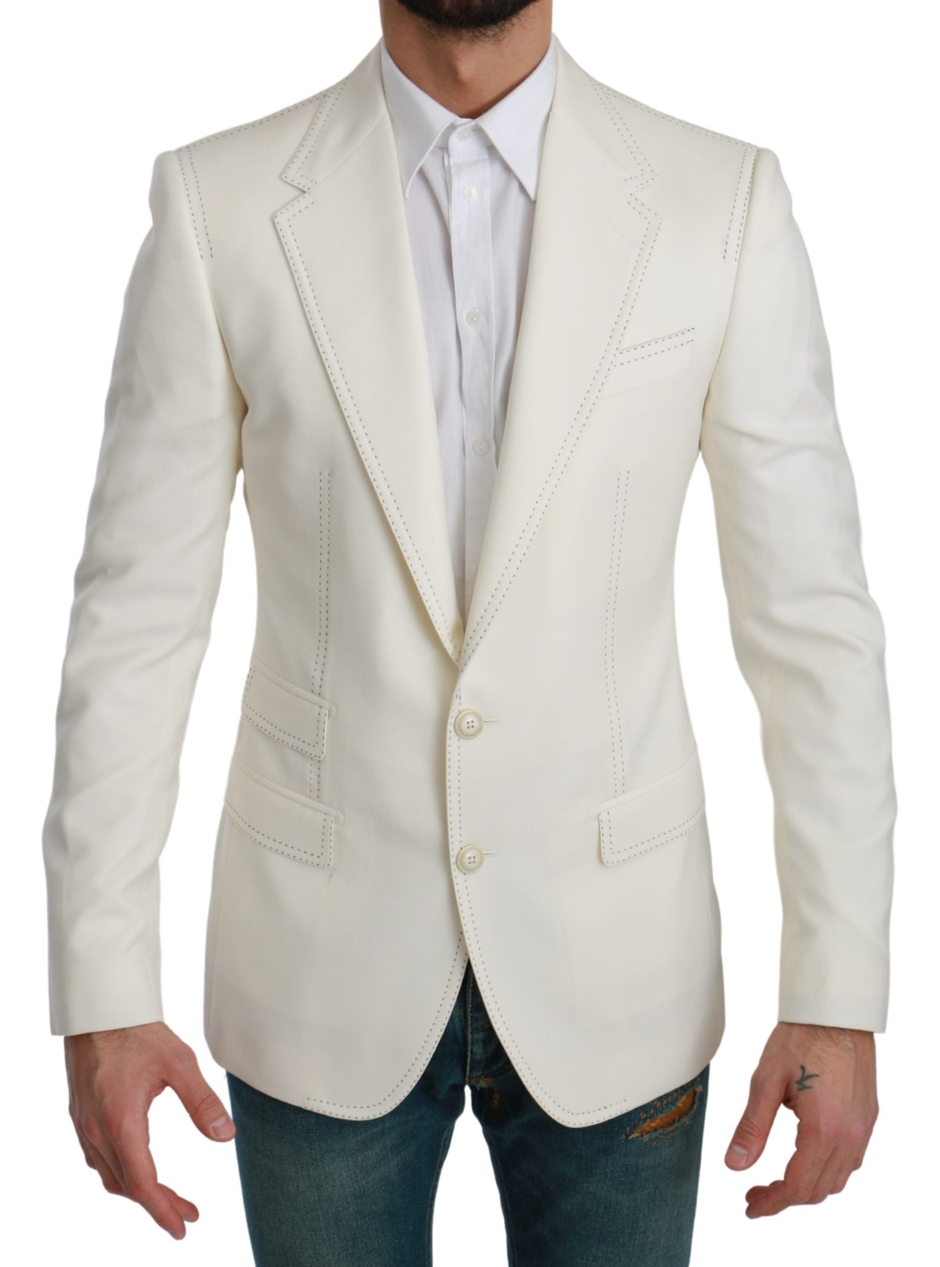 Dolce & Gabbana SICILIA Cream Single Breasted Formal Men's Blazer
