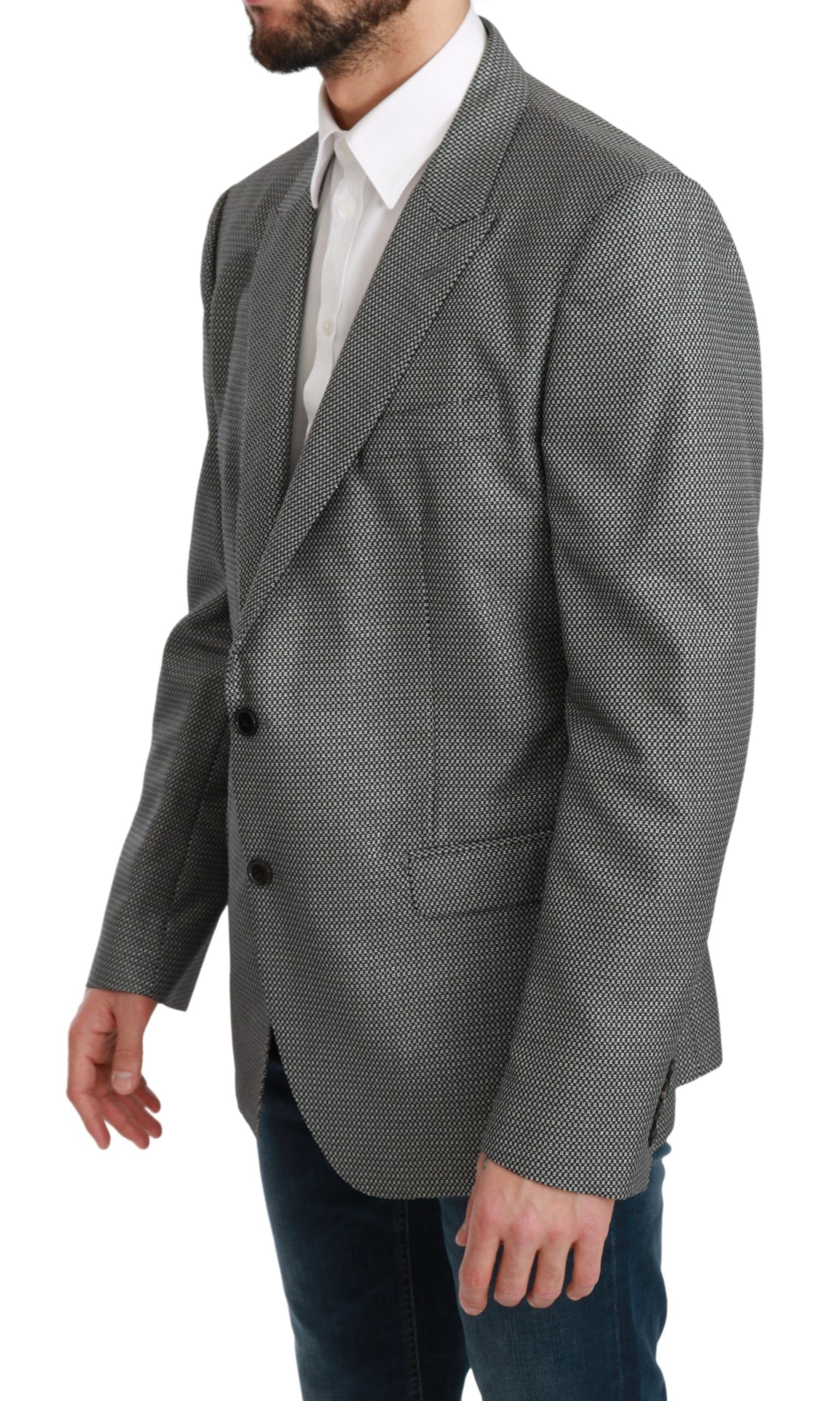 Dolce & Gabbana Elegant Gray Fantasy Pattern Slim Fit Men's Blazer