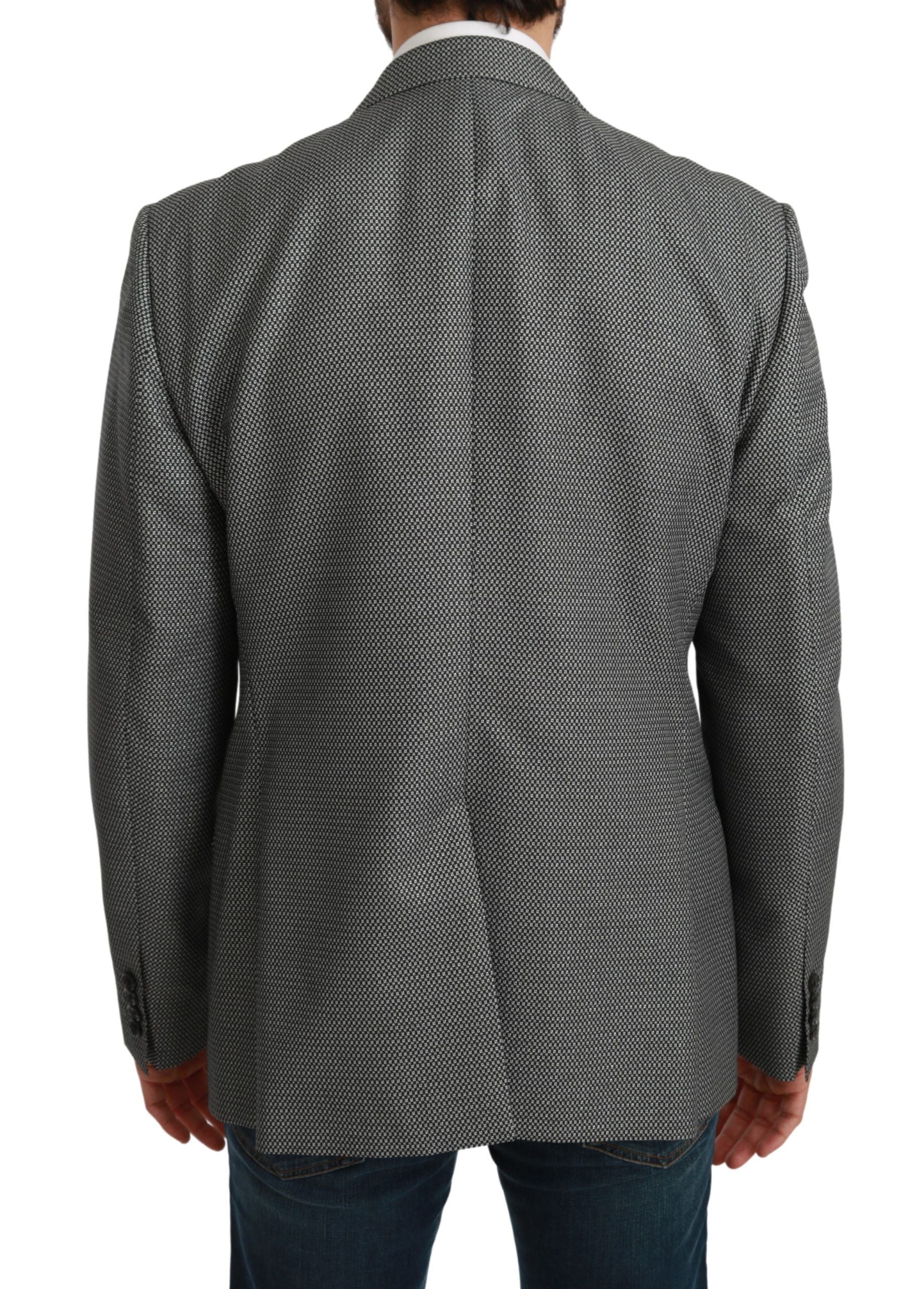 Dolce & Gabbana Elegant Gray Fantasy Pattern Slim Fit Men's Blazer