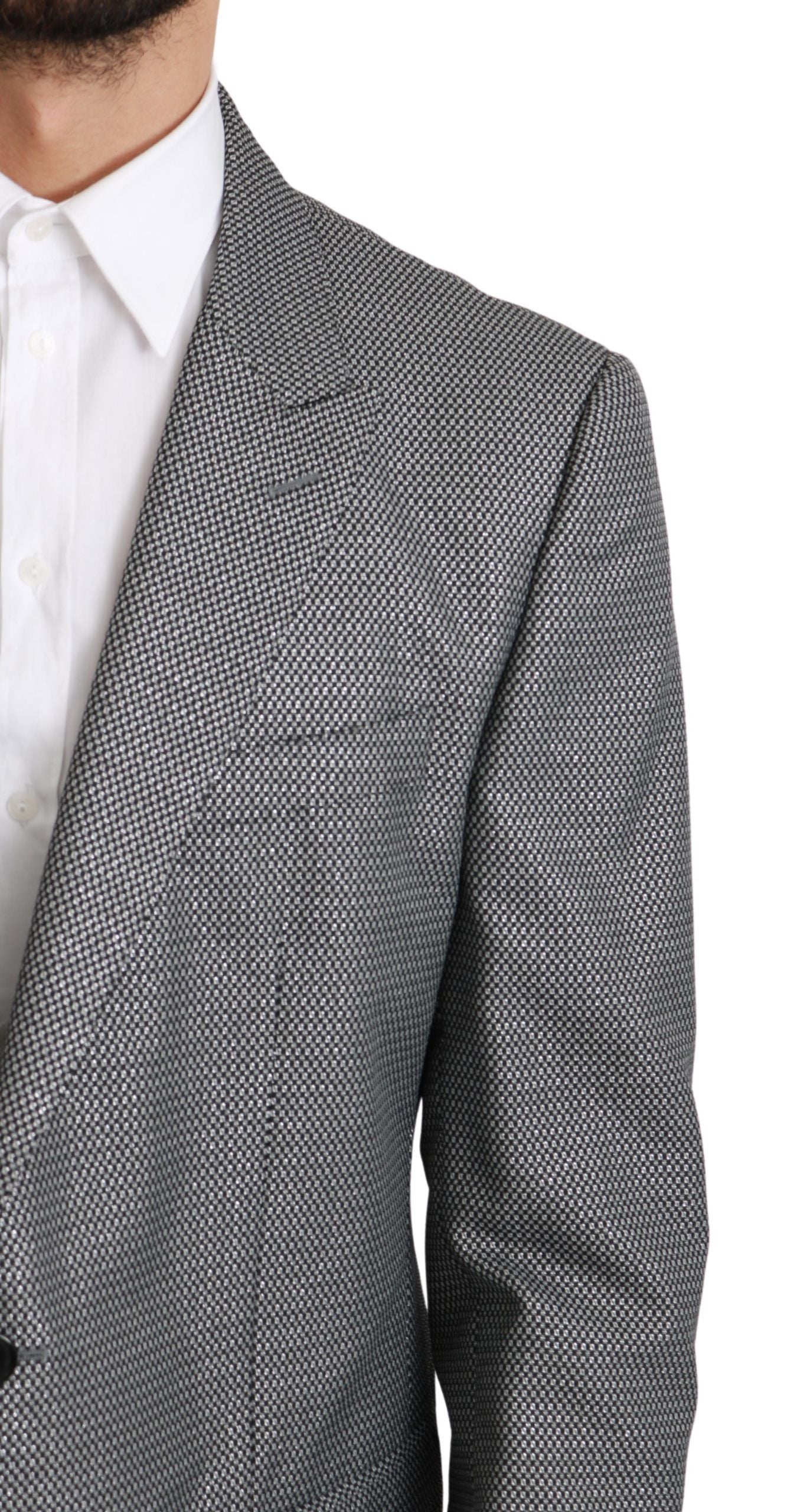 Dolce & Gabbana Elegant Gray Fantasy Pattern Slim Fit Men's Blazer