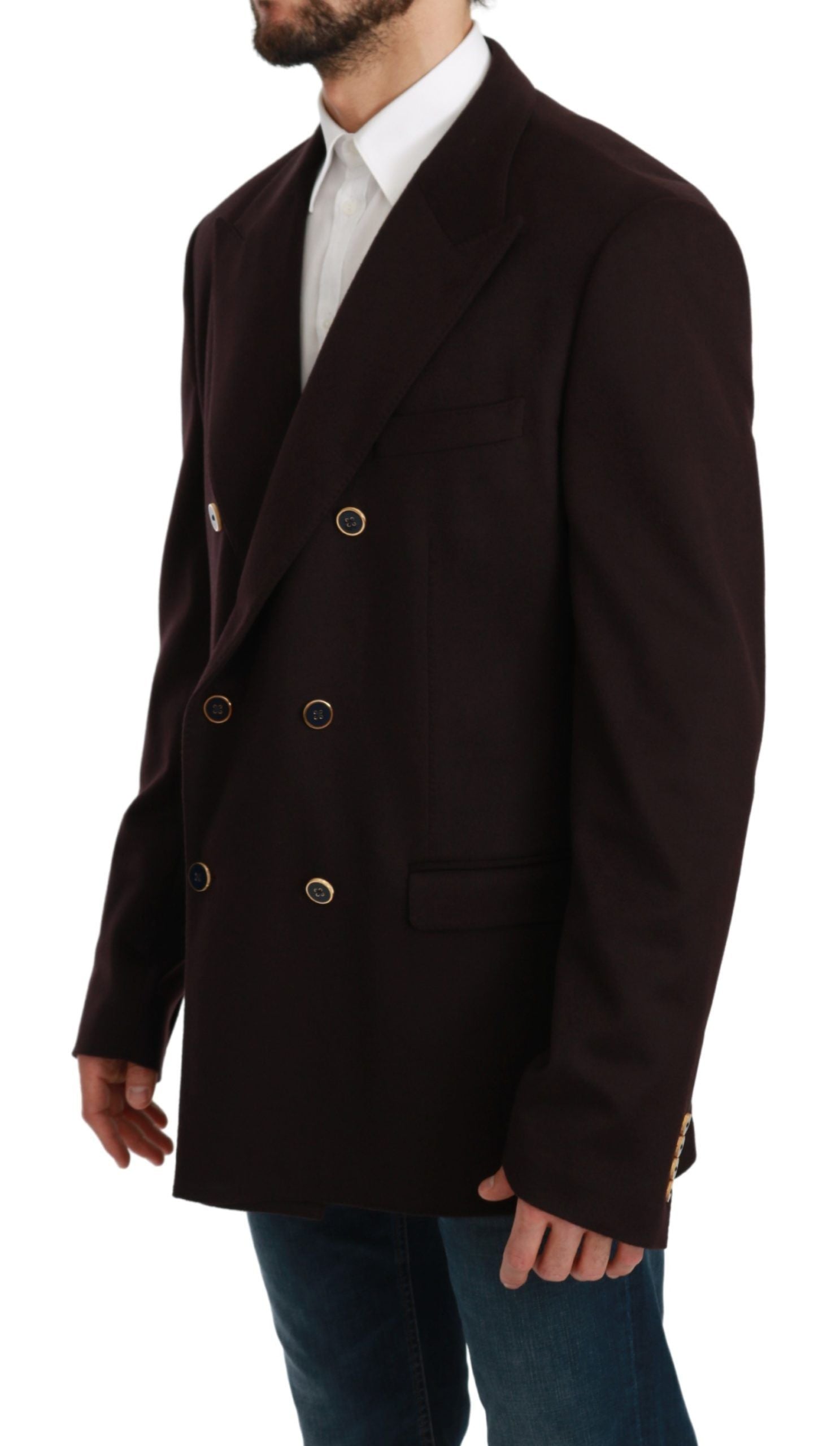 Dolce & Gabbana Bordeaux Cashmere Coat TAORMINA Men's Blazer