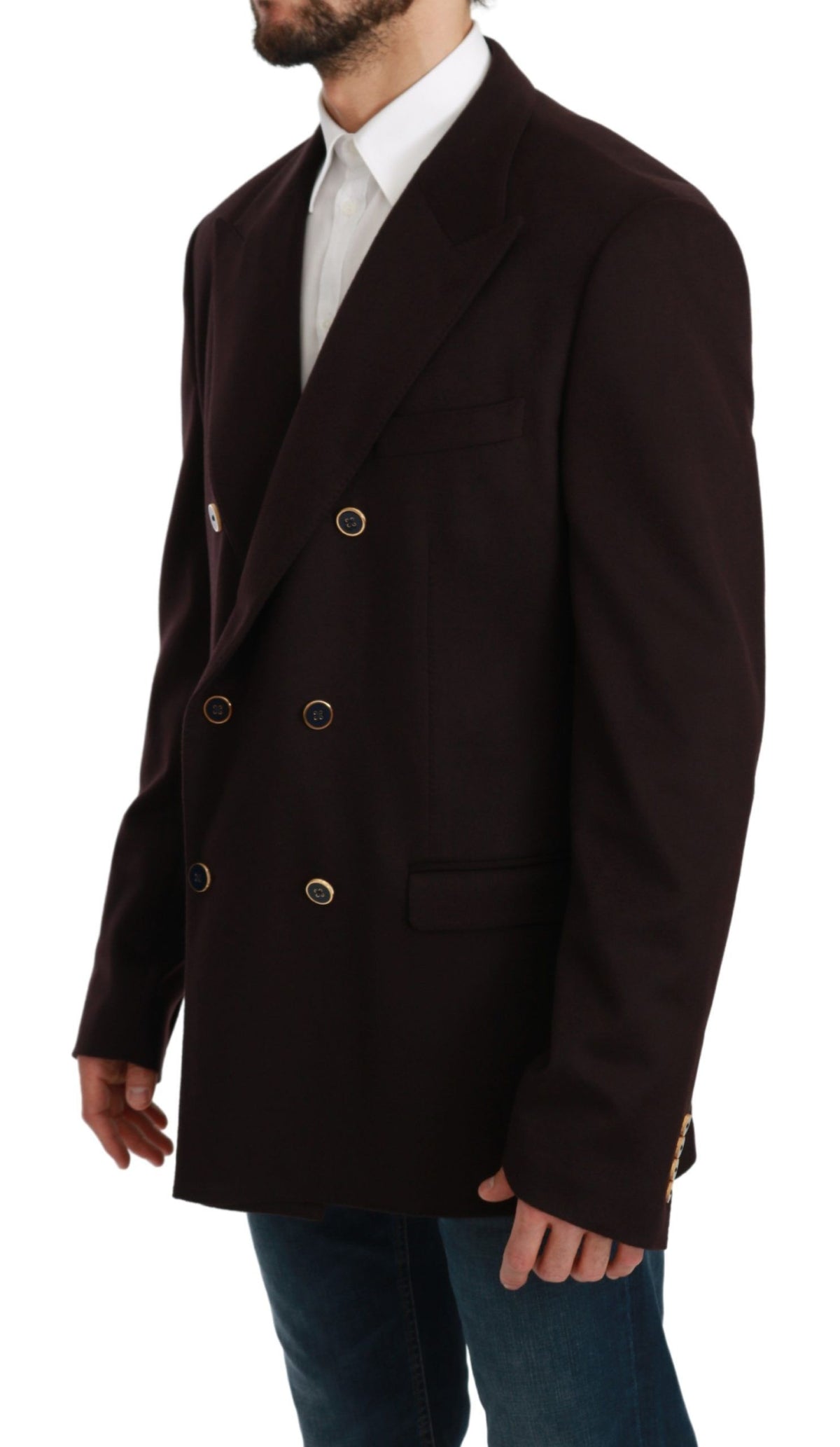 Dolce & Gabbana Bordeaux Cashmere Coat TAORMINA Men's Blazer