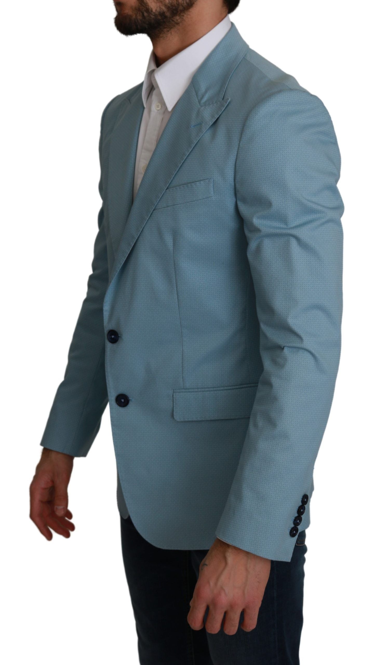 Dolce & Gabbana Blue Slim Fit Coat Jacket MARTINI Men's Blazer
