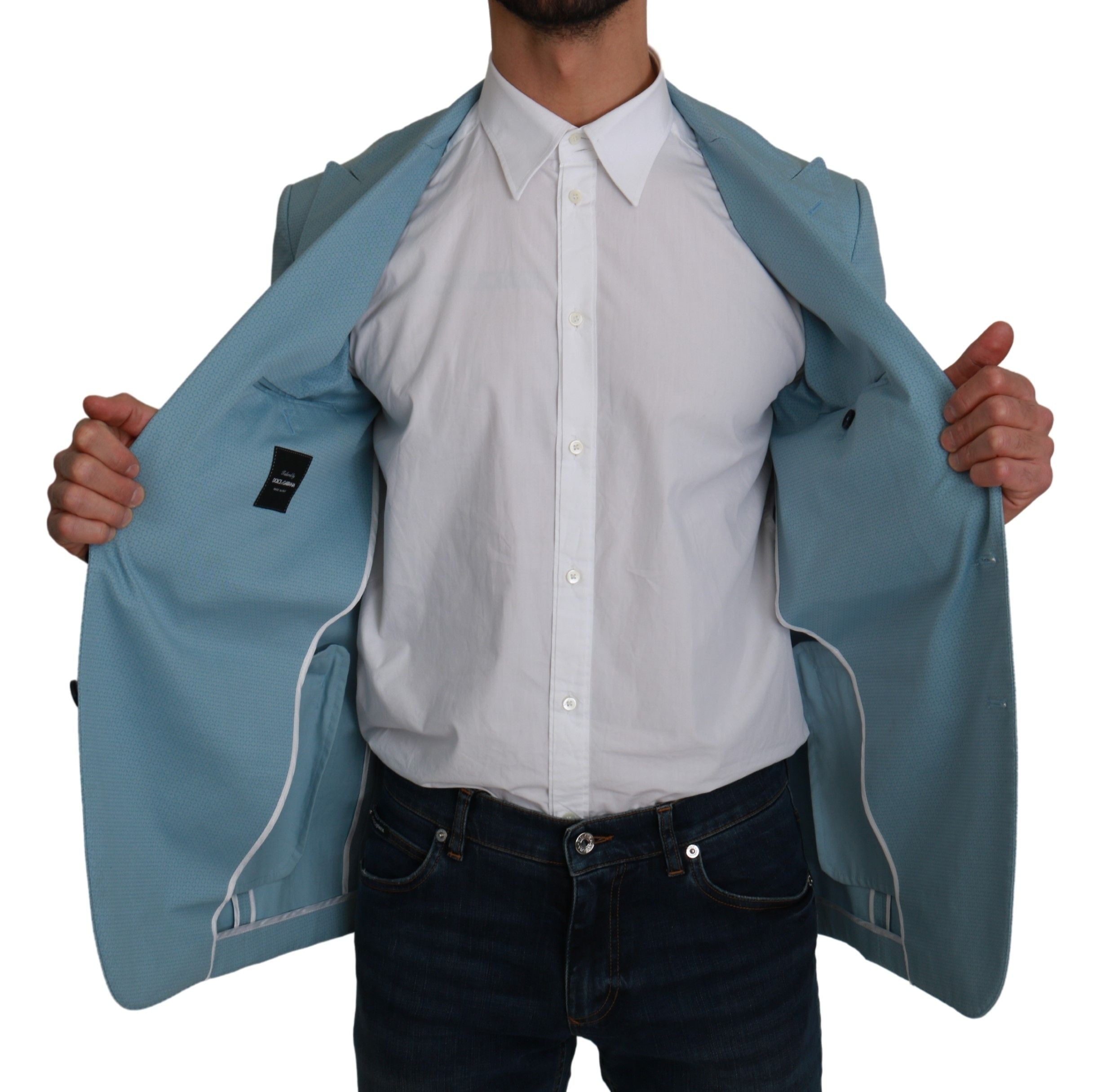 Dolce & Gabbana Blue Slim Fit Coat Jacket MARTINI Men's Blazer