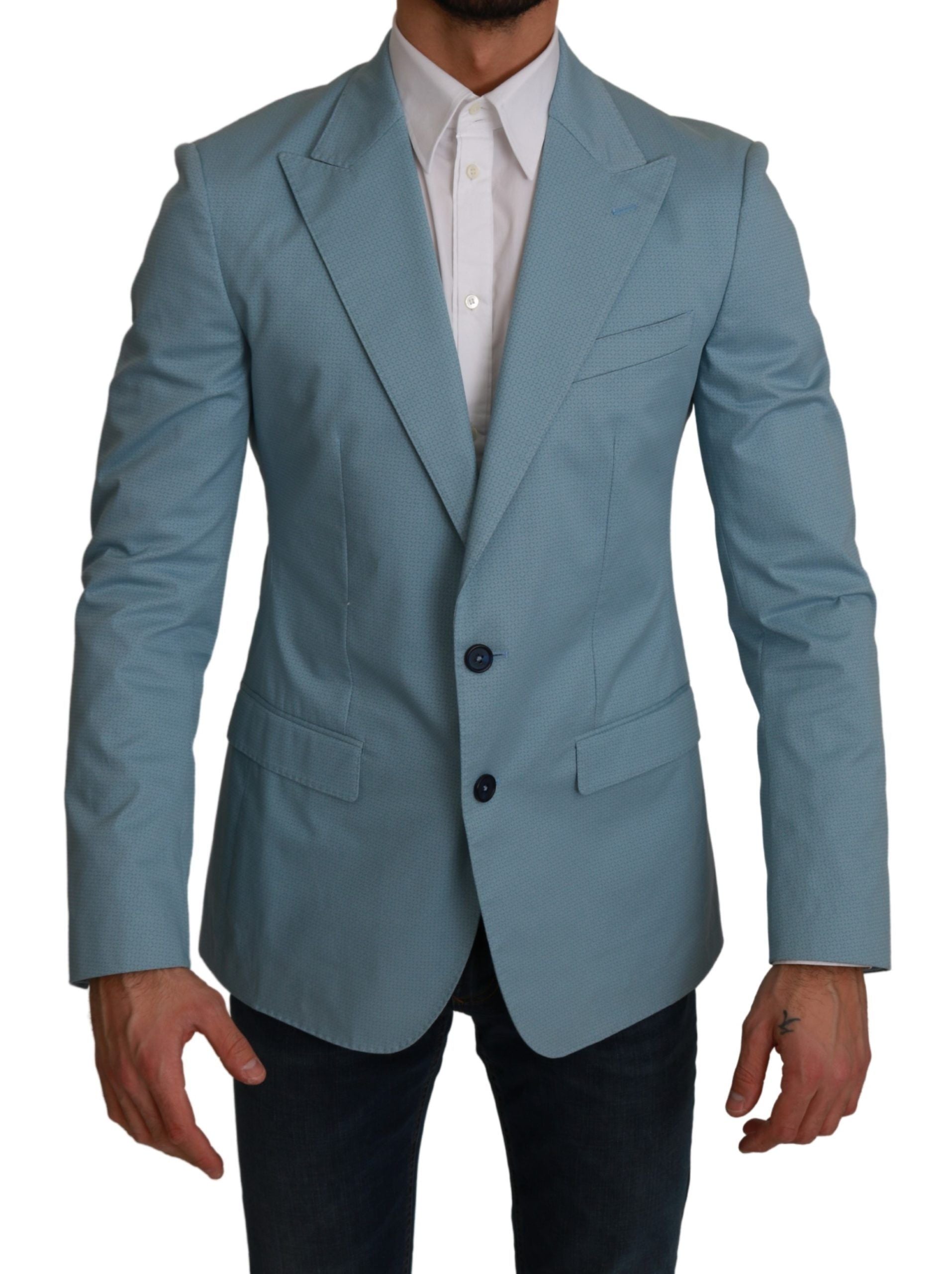 Dolce & Gabbana Blue Slim Fit Coat Jacket MARTINI Men's Blazer