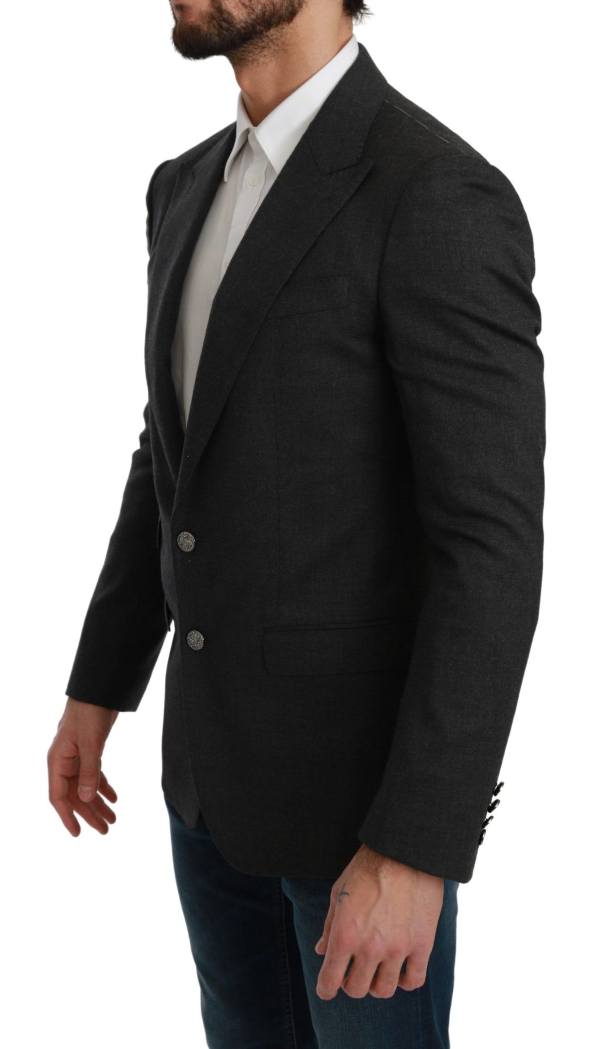 Dolce & Gabbana Gray NAPOLI Slim Fit Jacket Wool Men's Blazer