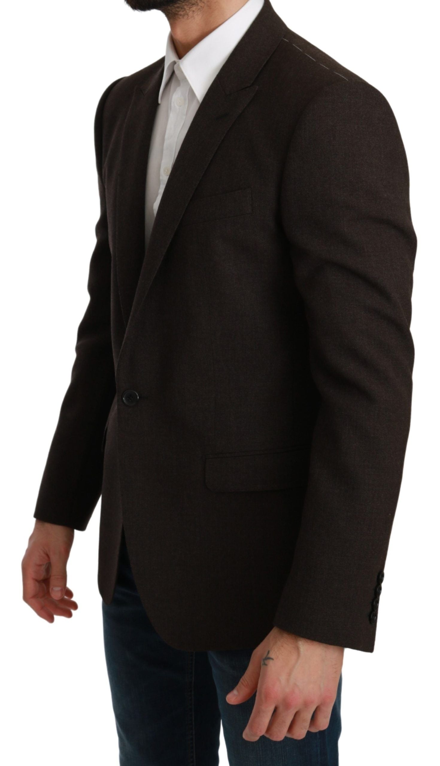 Dolce & Gabbana Elegant Brown Virgin Wool Martini Men's Blazer