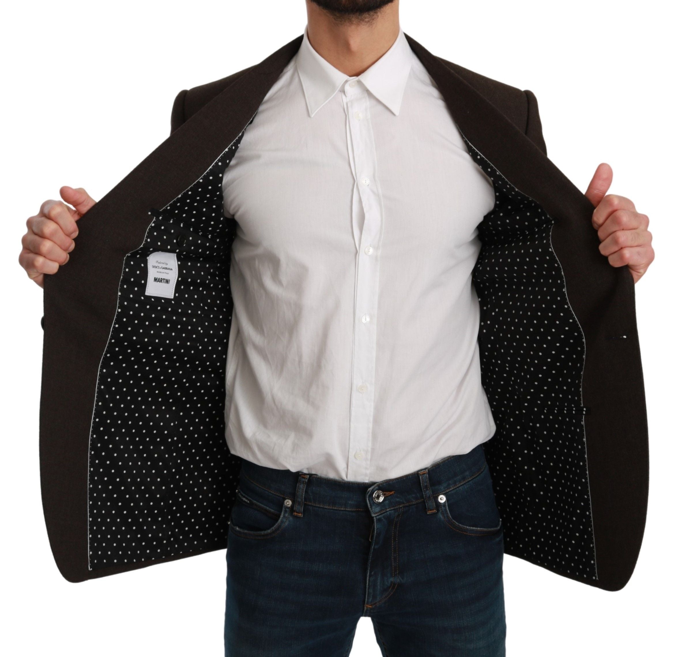 Dolce & Gabbana Brown Slim Fit Coat Jacket MARTINI Men's Blazer