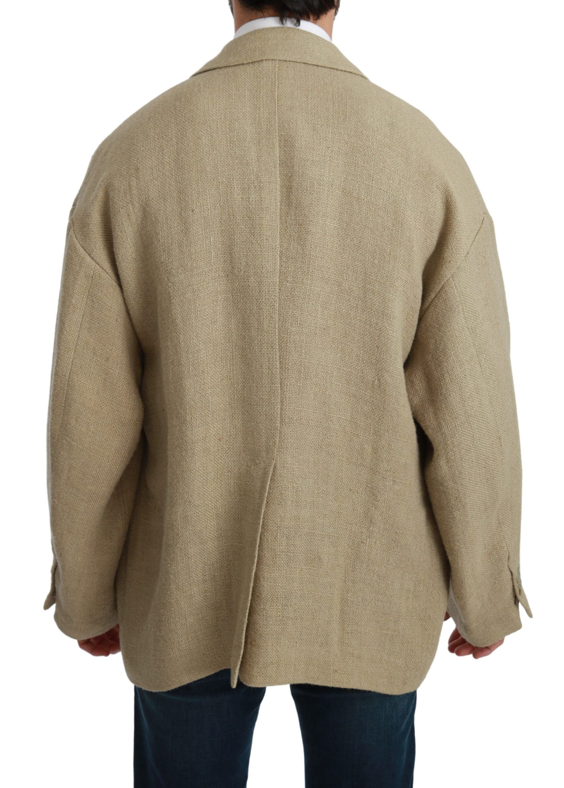 Dolce & Gabbana Beige Jacket Men's 100% Jute Blazer Men's Coat