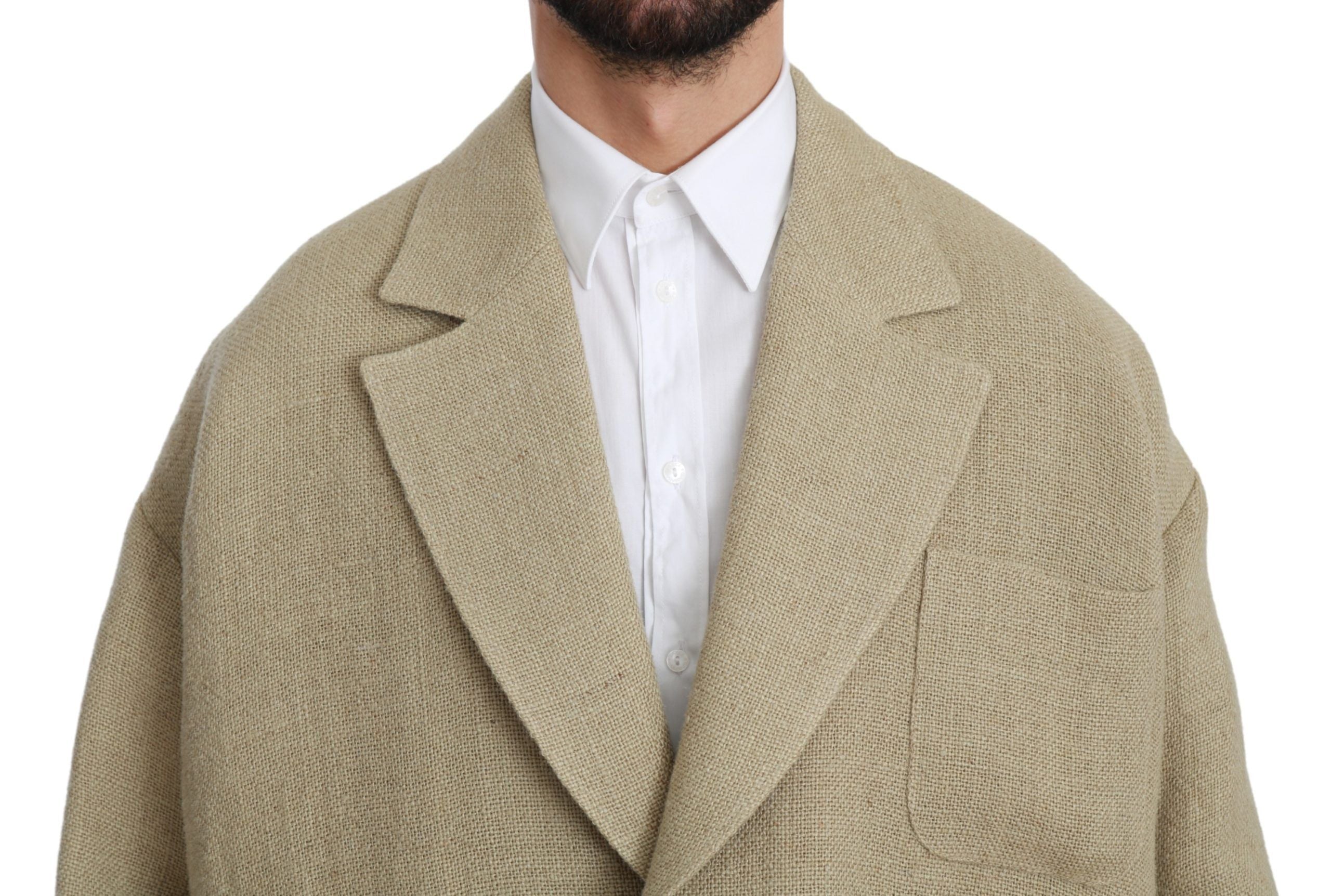 Dolce & Gabbana Beige Jacket Men's 100% Jute Blazer Men's Coat