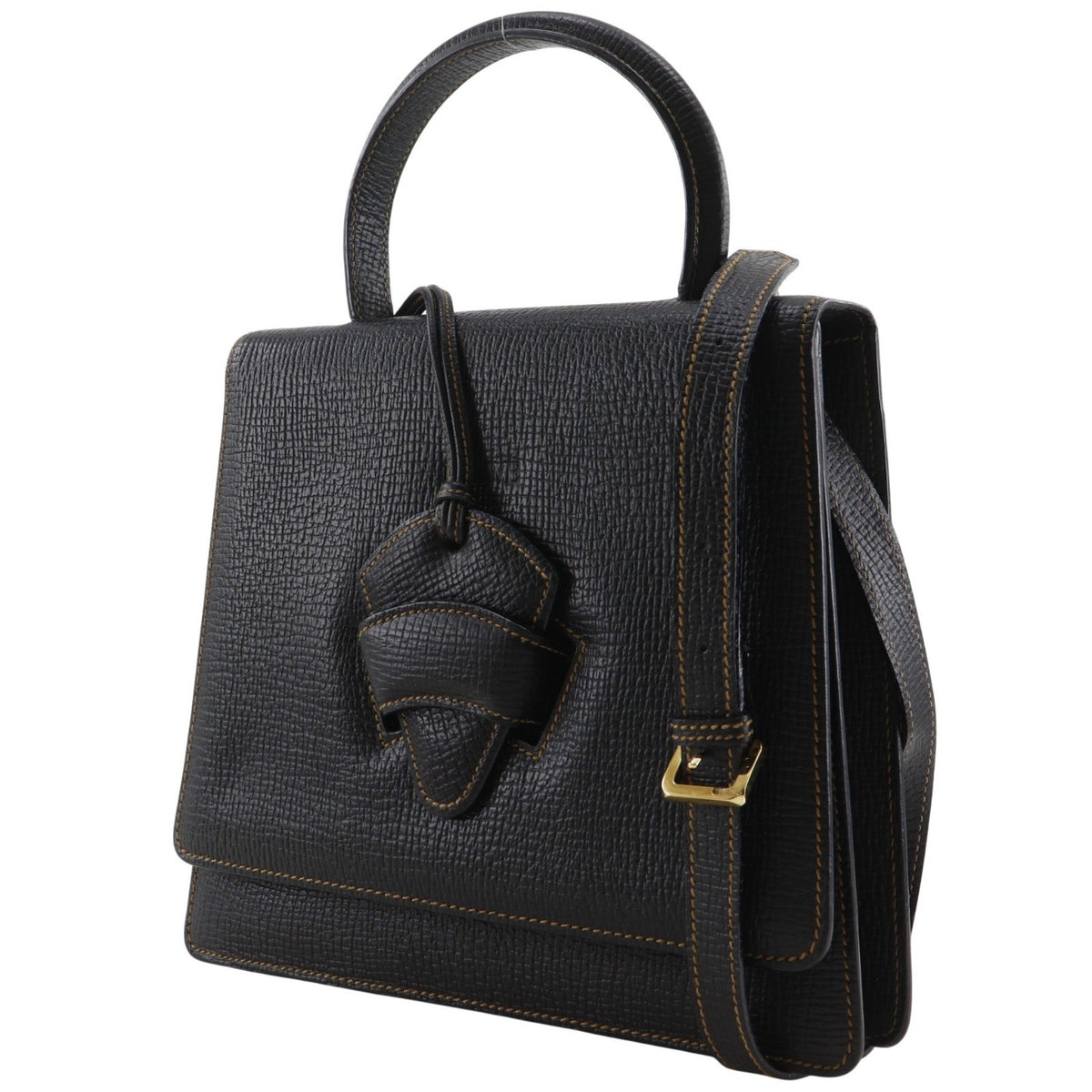 Loewe Barcelona Dome Top Handle Leather Black Leather Handbag (Pre-Owned)