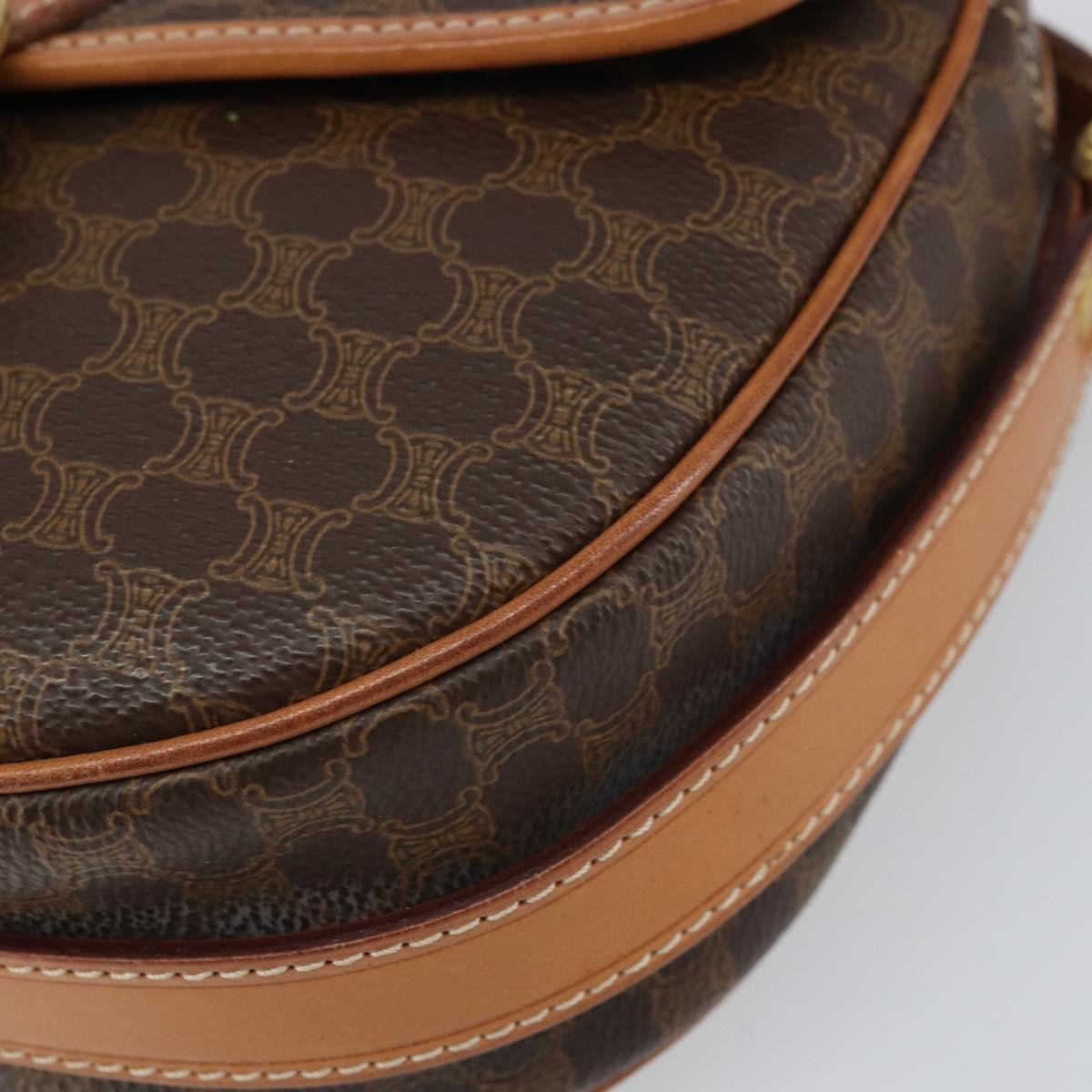 Celine Vintage Macadam Canvas And Leather Brown Canvas Shoulder Bag Bag (Pre-Owned)