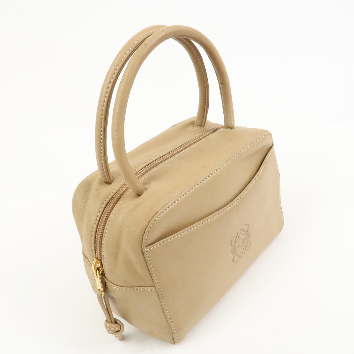 Loewe Vintage Anagram Leather Beige Leather Handbag (Pre-Owned)