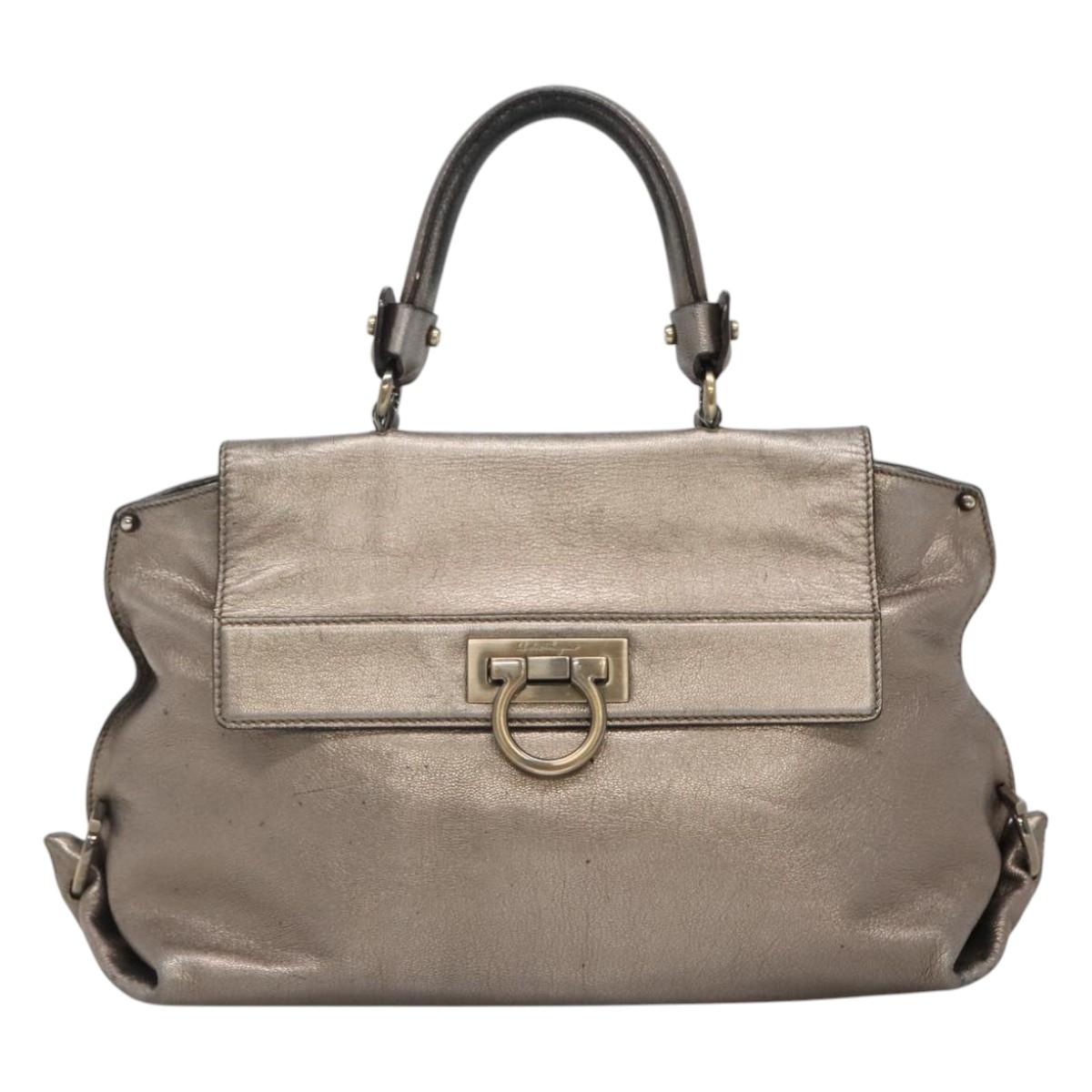 Salvatore Ferragamo Sofia Silver Leather Handbag (Pre-Owned)