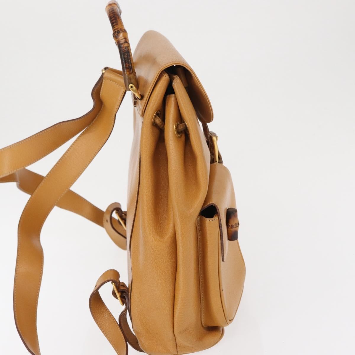 Gucci Vintage Bamboo Leather Brown Leather Backpack Bag (Pre-Owned)