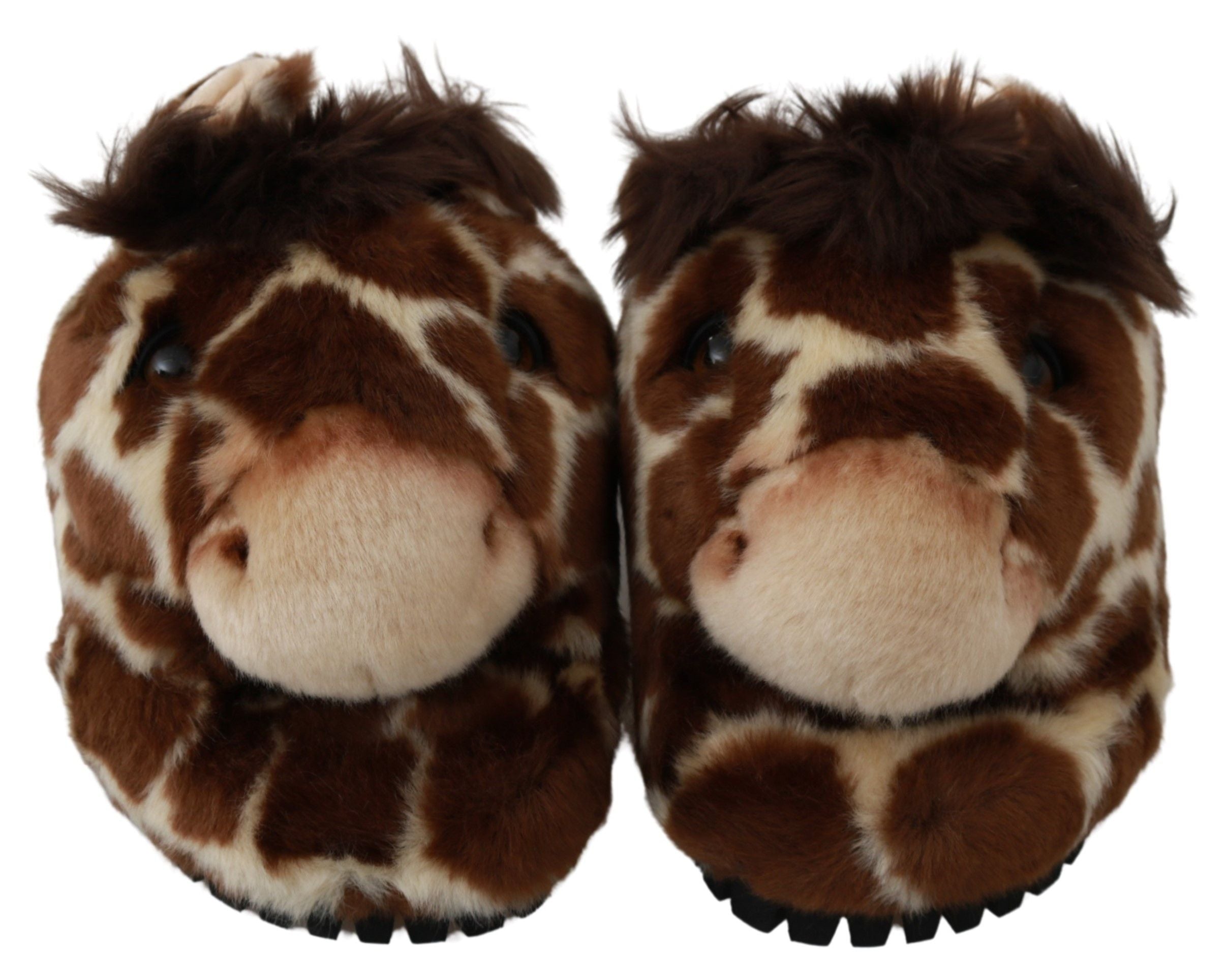 Dolce & Gabbana Brown Giraffe Slippers Flats Sandals Women's Shoes