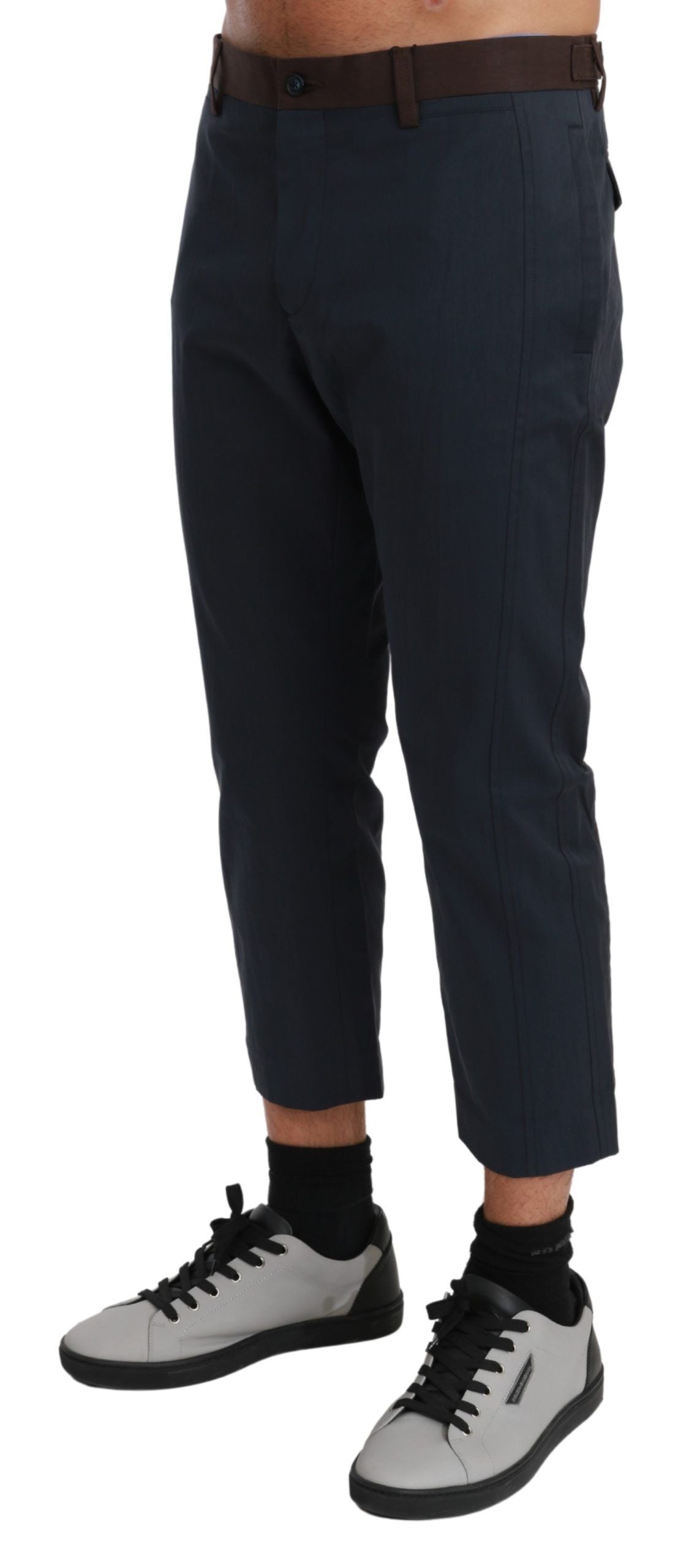 Dolce & Gabbana Brown Stripes Cropped Trousers Men's Pants