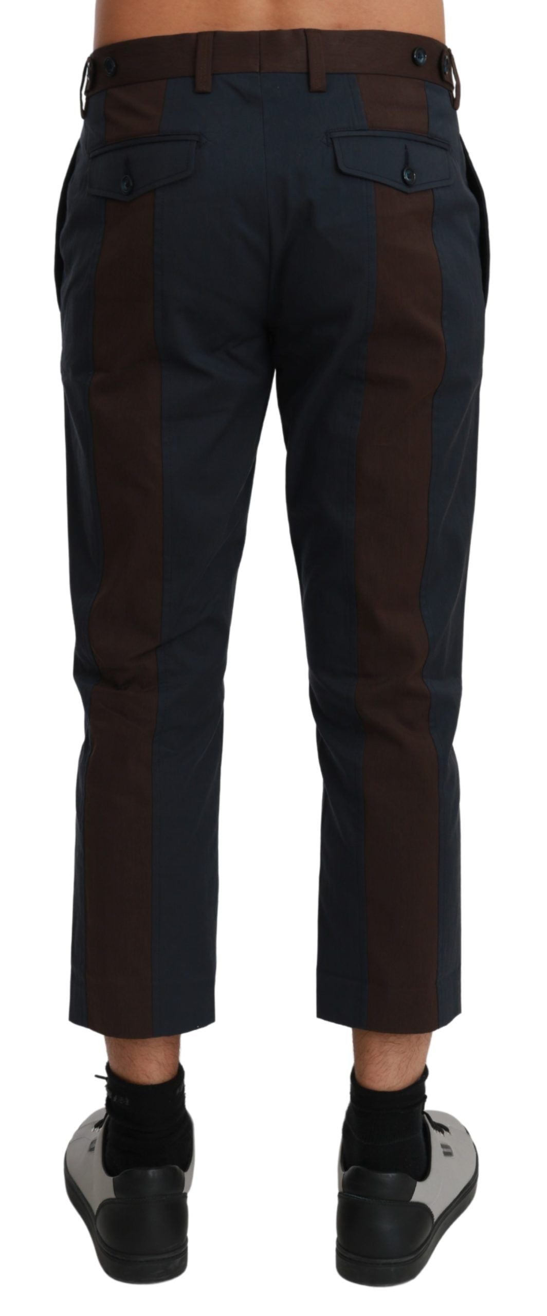 Dolce & Gabbana Brown Stripes Cropped Trousers Men's Pants