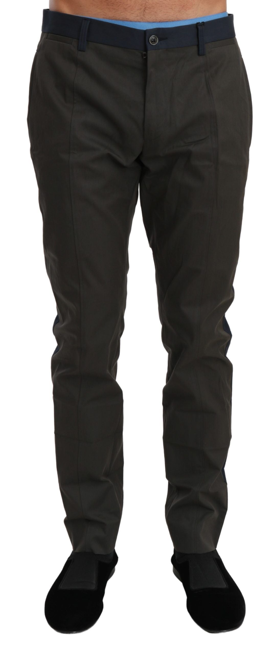 Dolce & Gabbana Blue Gray Stripes Trouser Cotton Men's Pants
