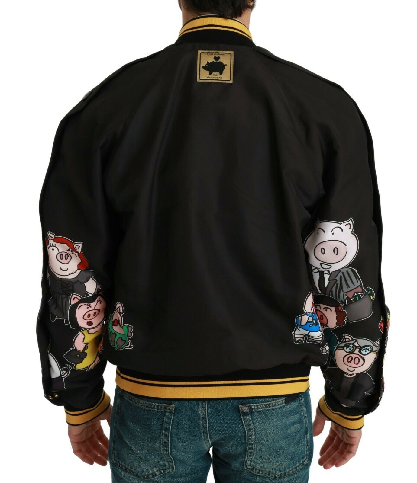 Dolce & Gabbana Black YEAR OF THE PIG Bomber Men's Jacket