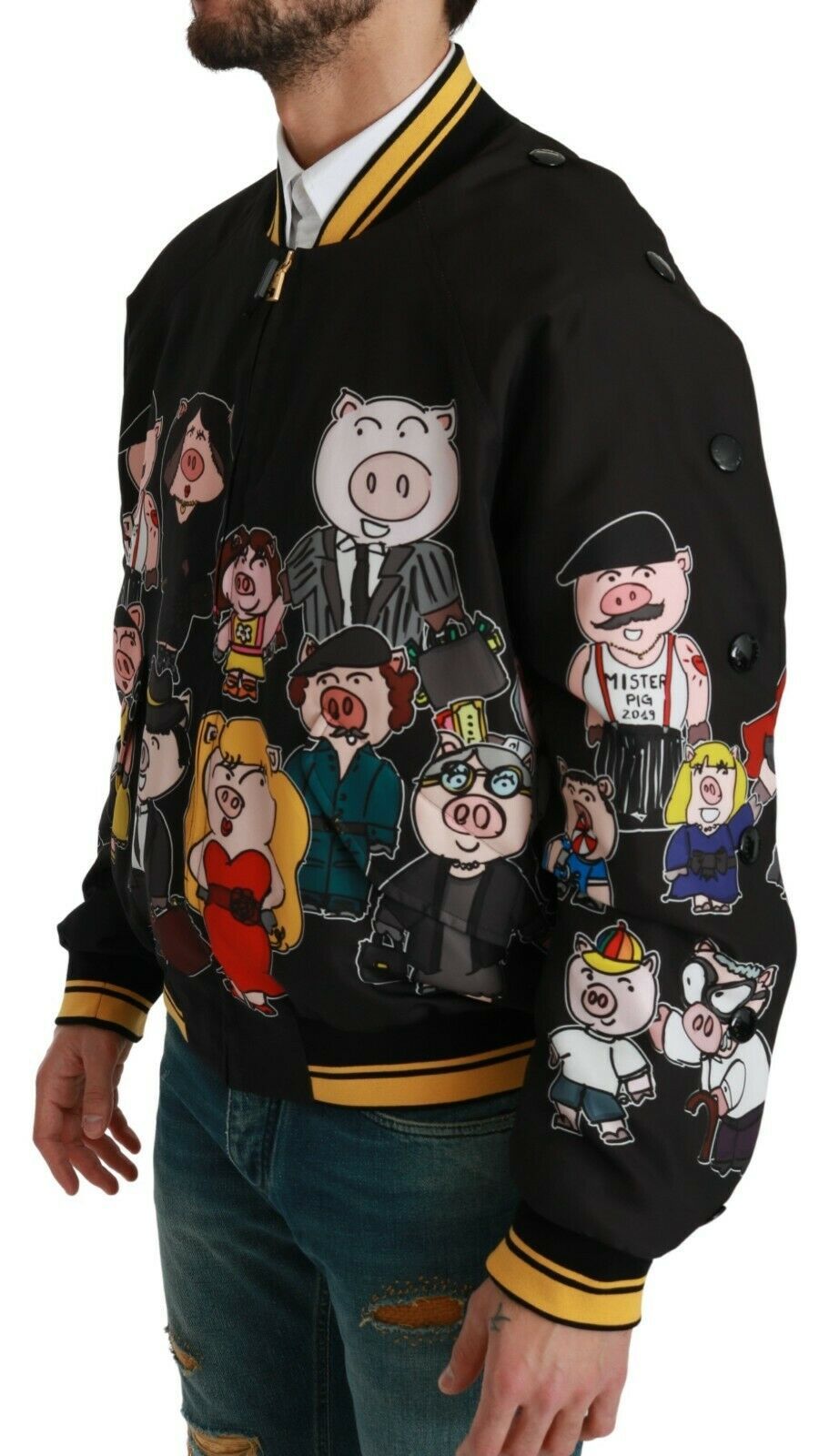 Dolce & Gabbana Black YEAR OF THE PIG Bomber Men's Jacket
