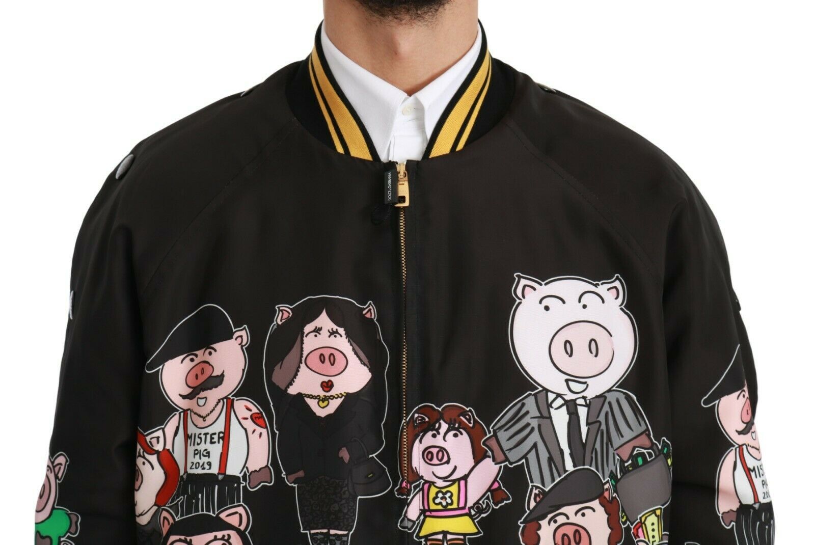 Dolce & Gabbana Black YEAR OF THE PIG Bomber Men's Jacket