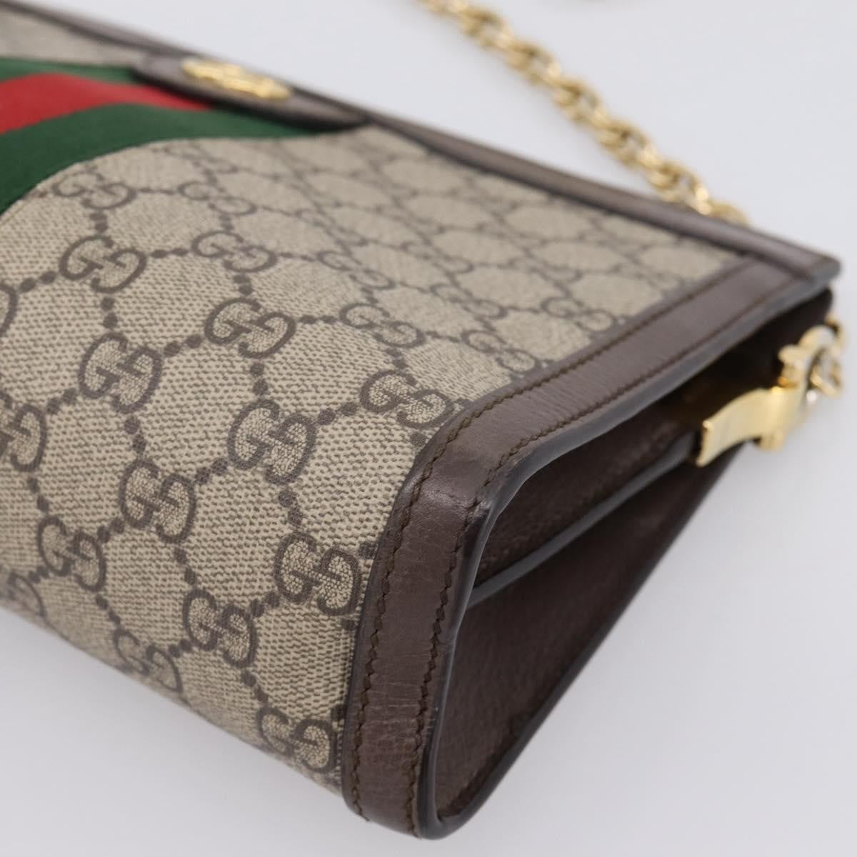 Gucci Ophidia Chain Gg Coated Canvas Beige Canvas Shoulder Bag Bag (Pre-Owned)