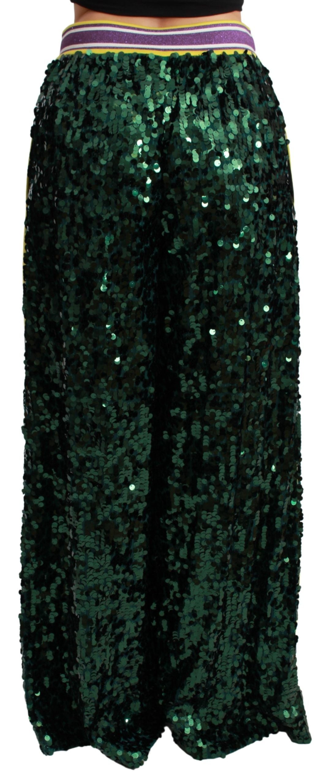 Dolce & Gabbana Green Sequin Trousers Queens Angel Women's Pants