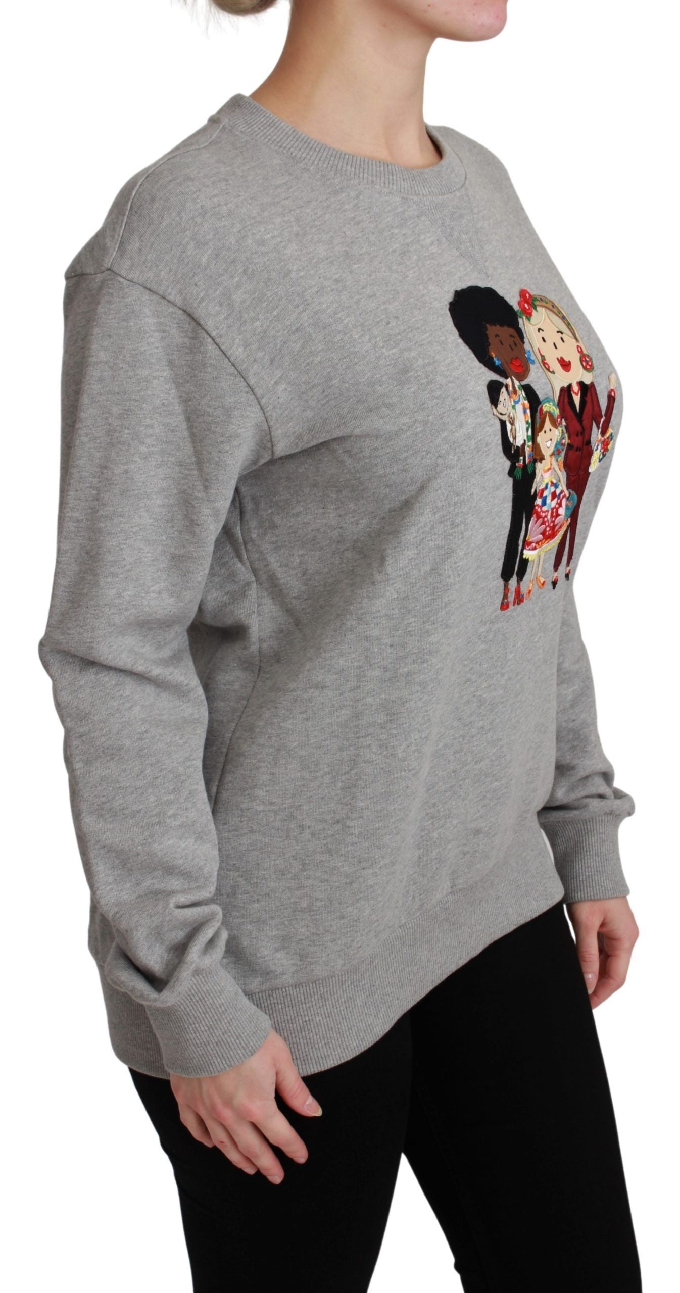 Dolce & Gabbana Elegant Multicolor Embroidered Crew-neck Women's Sweater