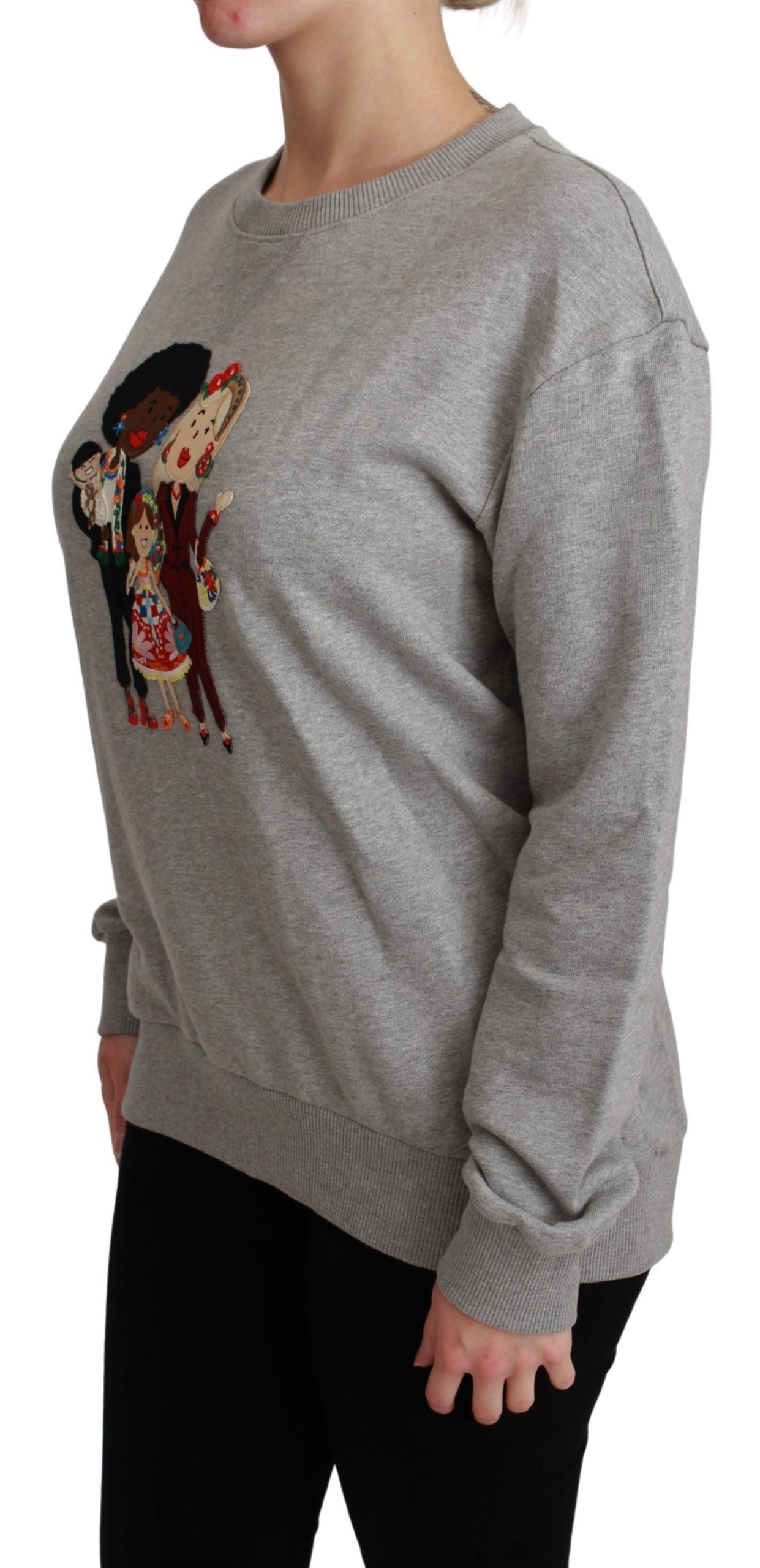 Dolce & Gabbana Elegant Multicolor Embroidered Crew-neck Women's Sweater