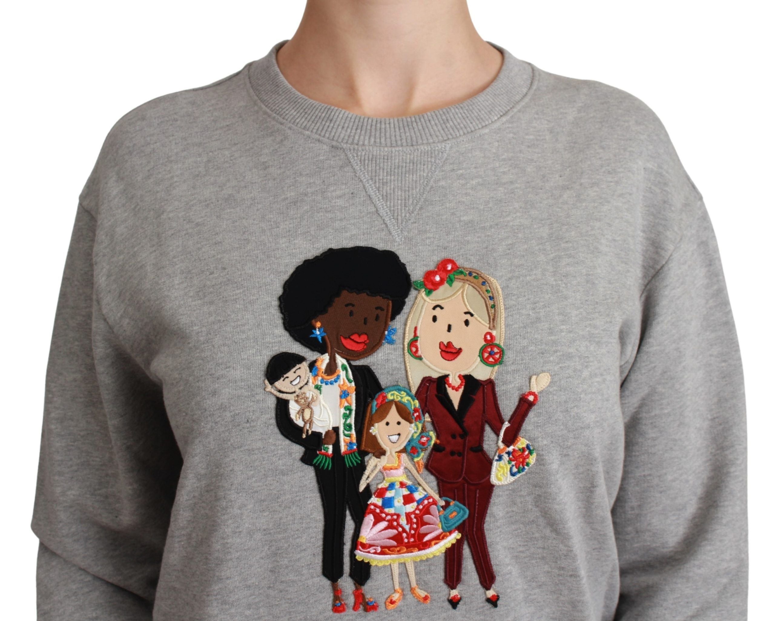 Dolce & Gabbana Elegant Multicolor Embroidered Crew-neck Women's Sweater