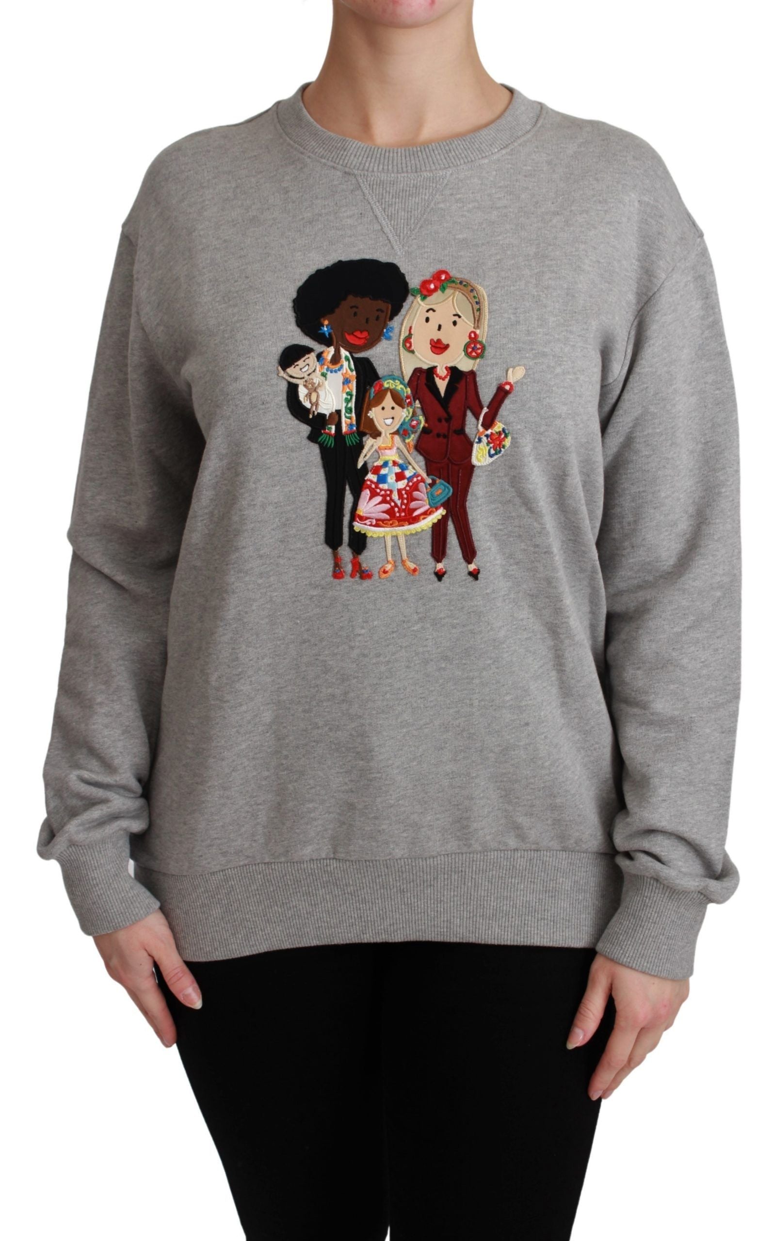 Dolce & Gabbana Elegant Multicolor Embroidered Crew-neck Women's Sweater