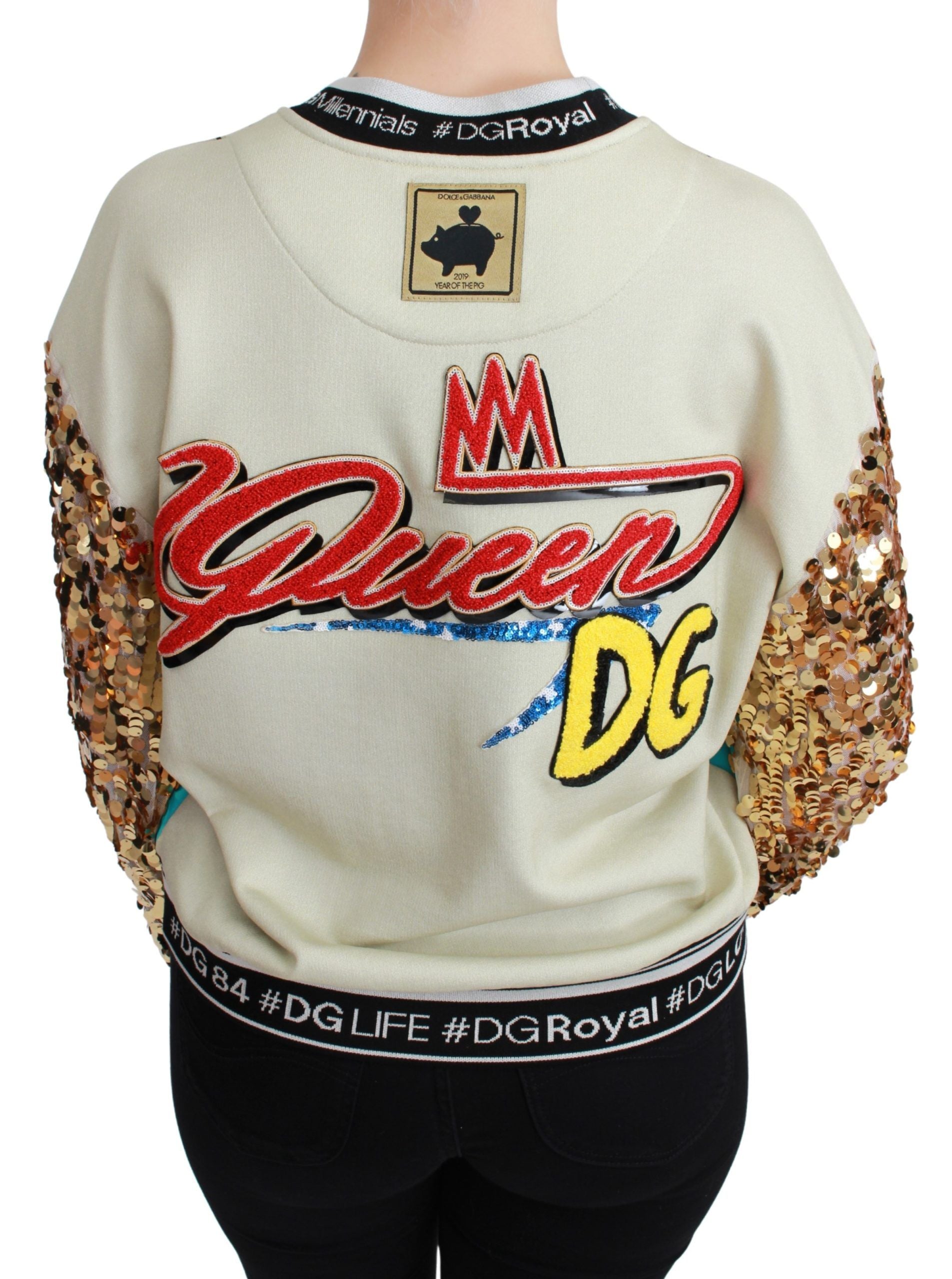 Dolce & Gabbana Chic Multicolor Motive Sequined Women's Sweater
