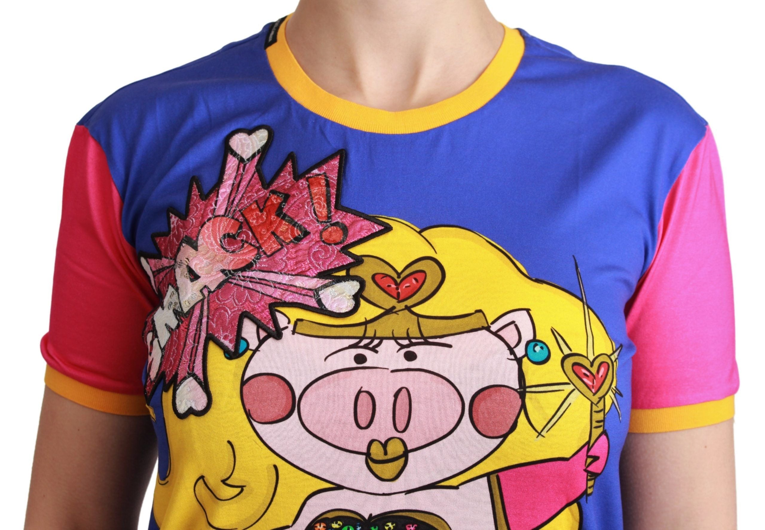Dolce & Gabbana Purple PIG SUPERGIRL Top Cotton Women's T-shirt