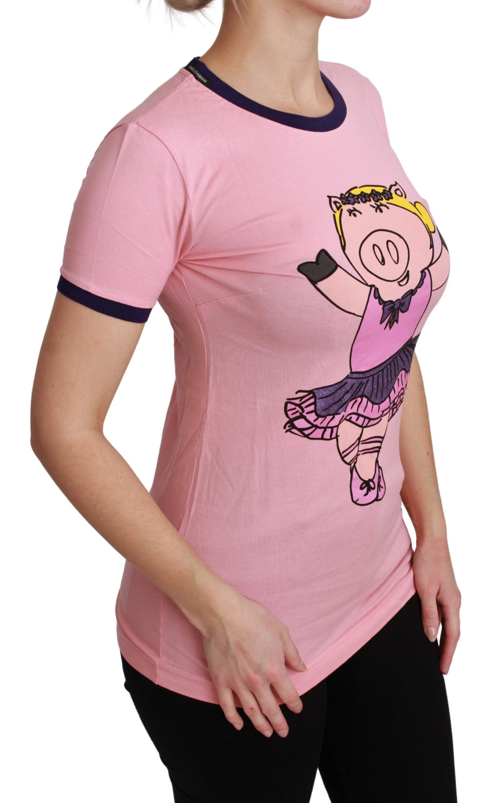 Dolce & Gabbana Pink Crewneck Year of the Pig Women's T-Shirt