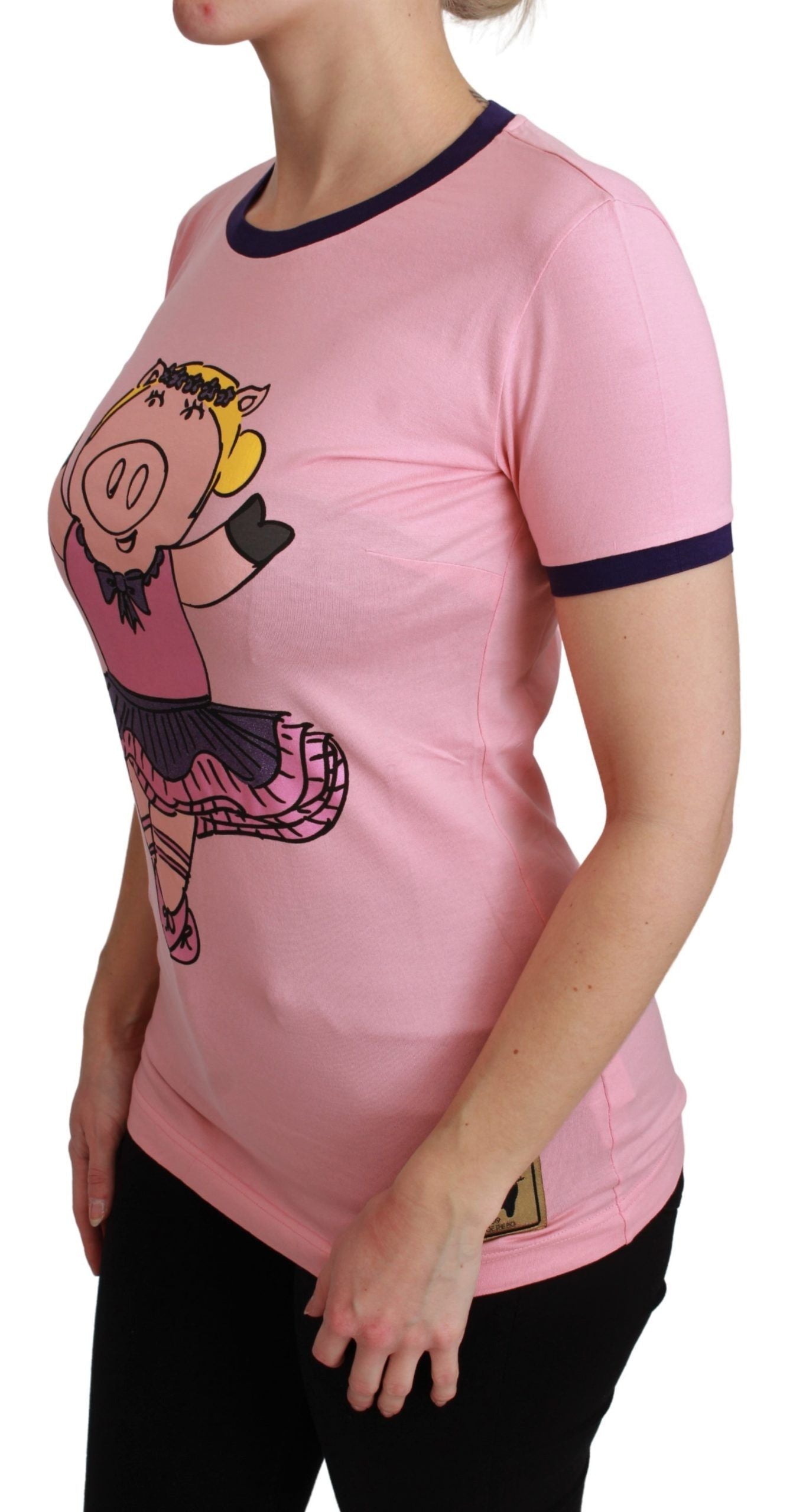Dolce & Gabbana Pink Crewneck Year of the Pig Women's T-Shirt